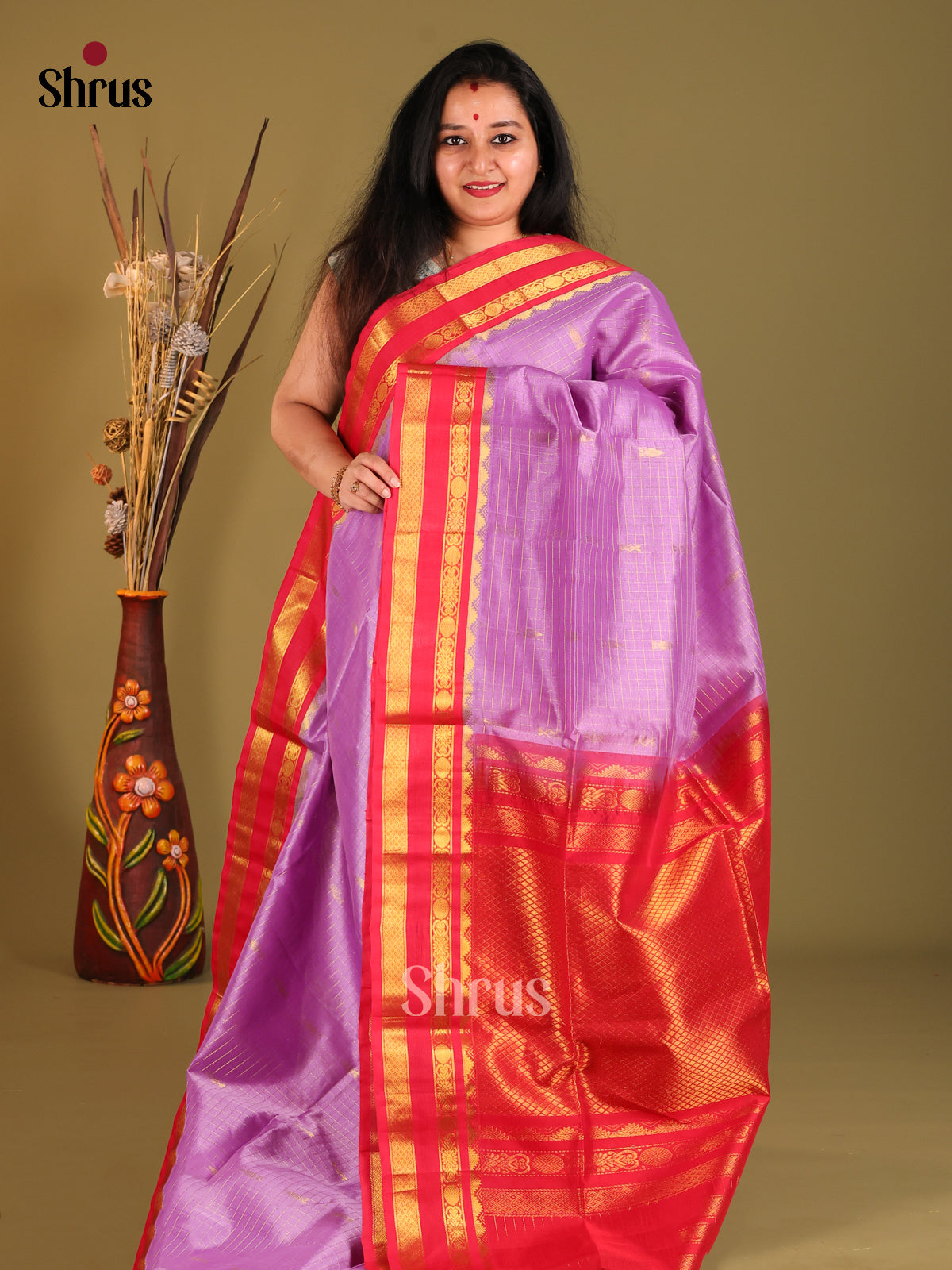 DHS04523 - Korvai-kattams Saree - Shop on Shrus.com