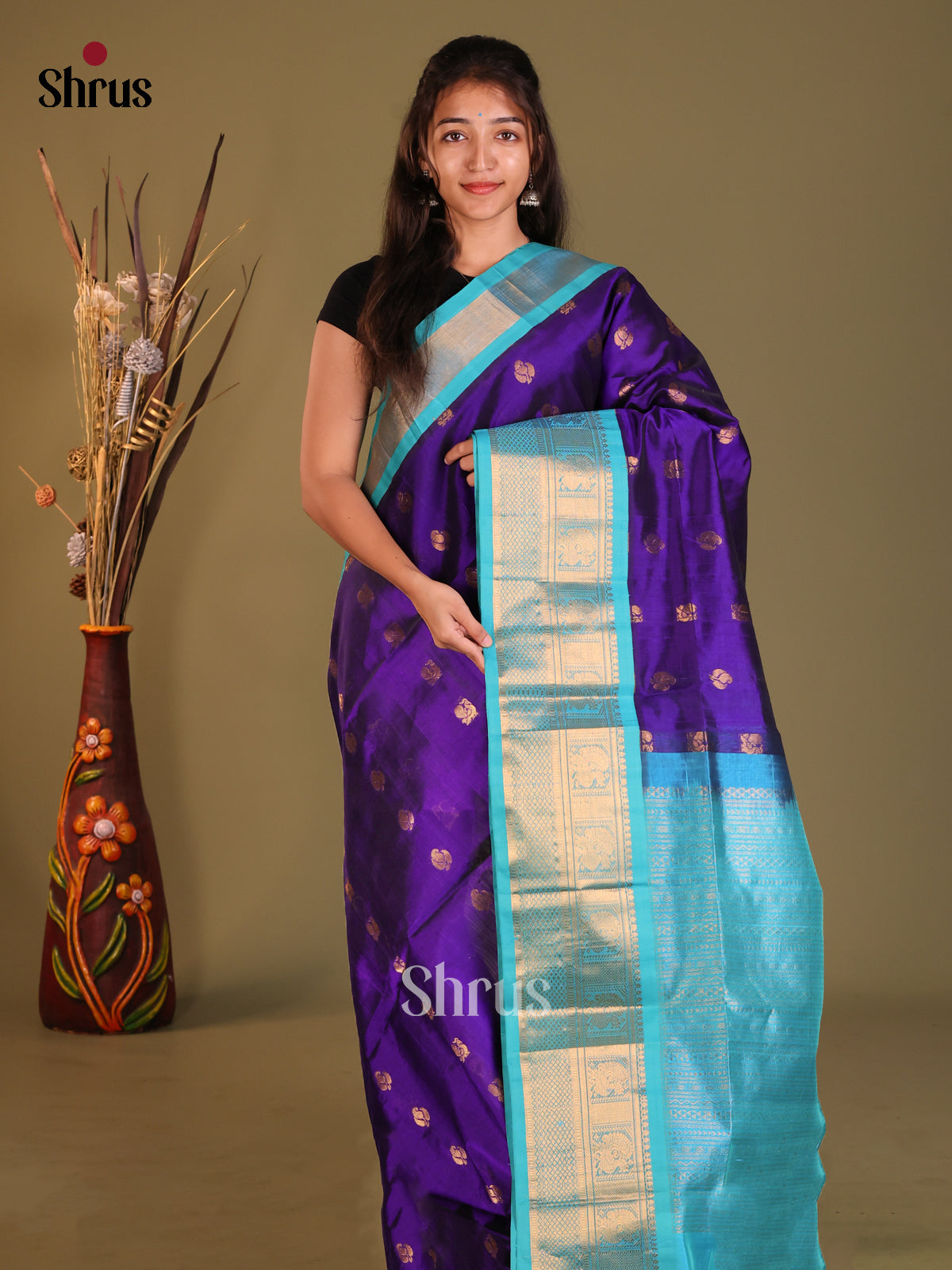 DHS04553 - Korvai-Big border Saree - Shop on Shrus.com