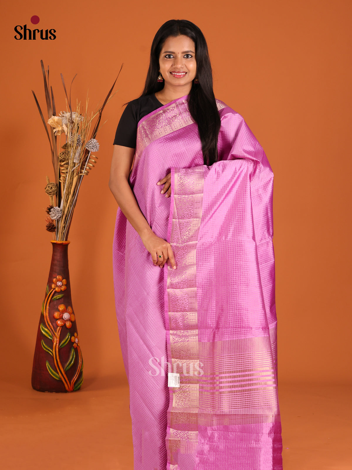 Purple- Semi Rawsilk Saree - Shop on Shrus.com