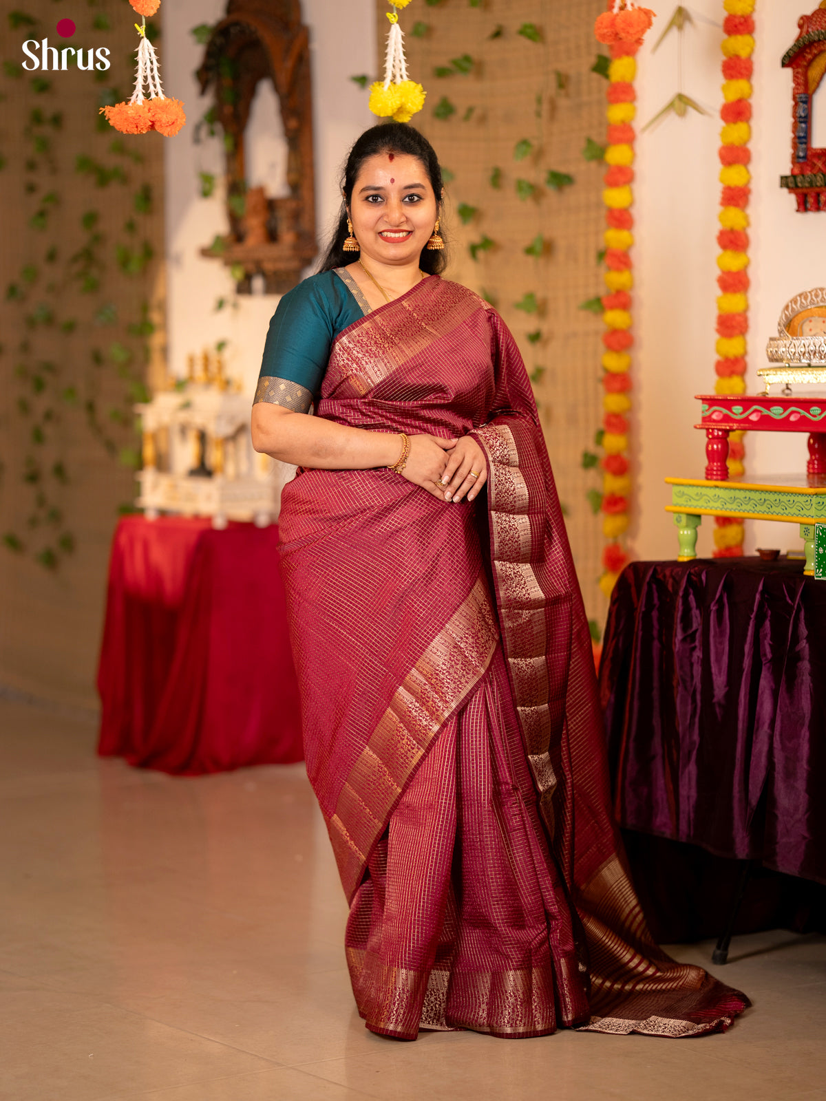 DHS05007 - Semi Rawsilk Saree - Shop on Shrus.com