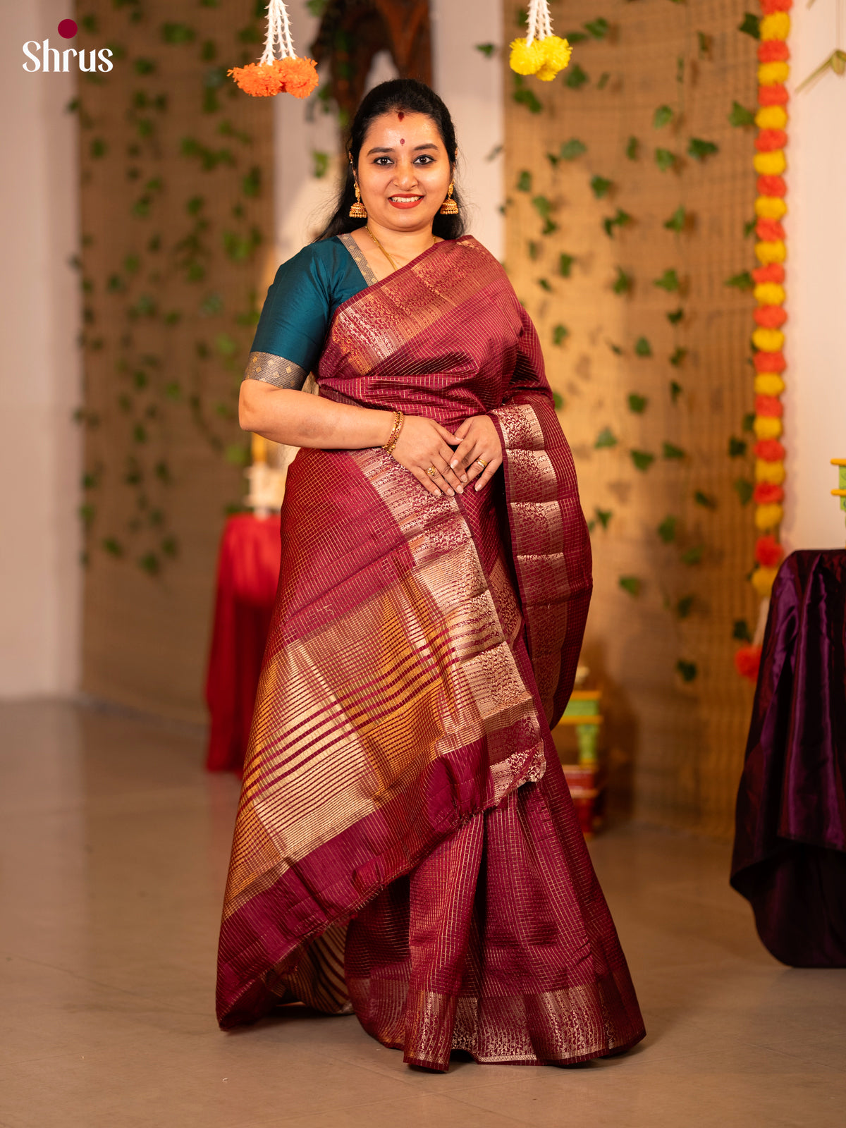 DHS05007 - Semi Rawsilk Saree - Shop on Shrus.com