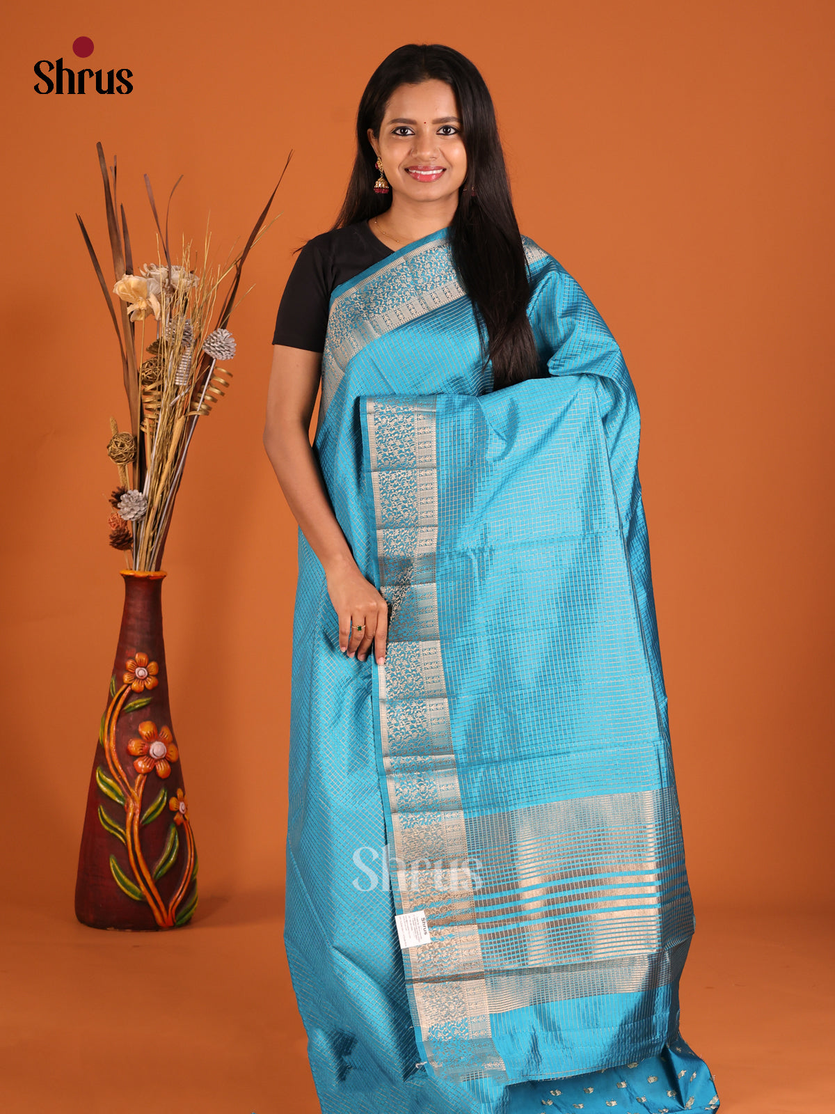 Blue - Semi Rawsilk Saree
