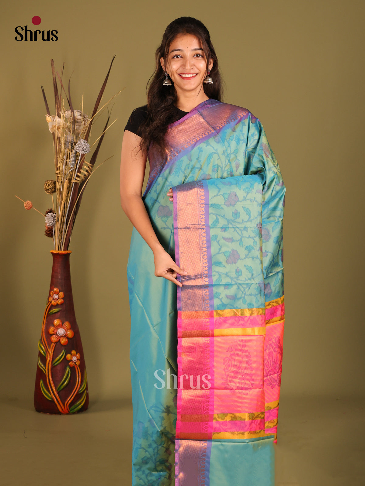 Blue & Purple - Semi Pochampally Saree