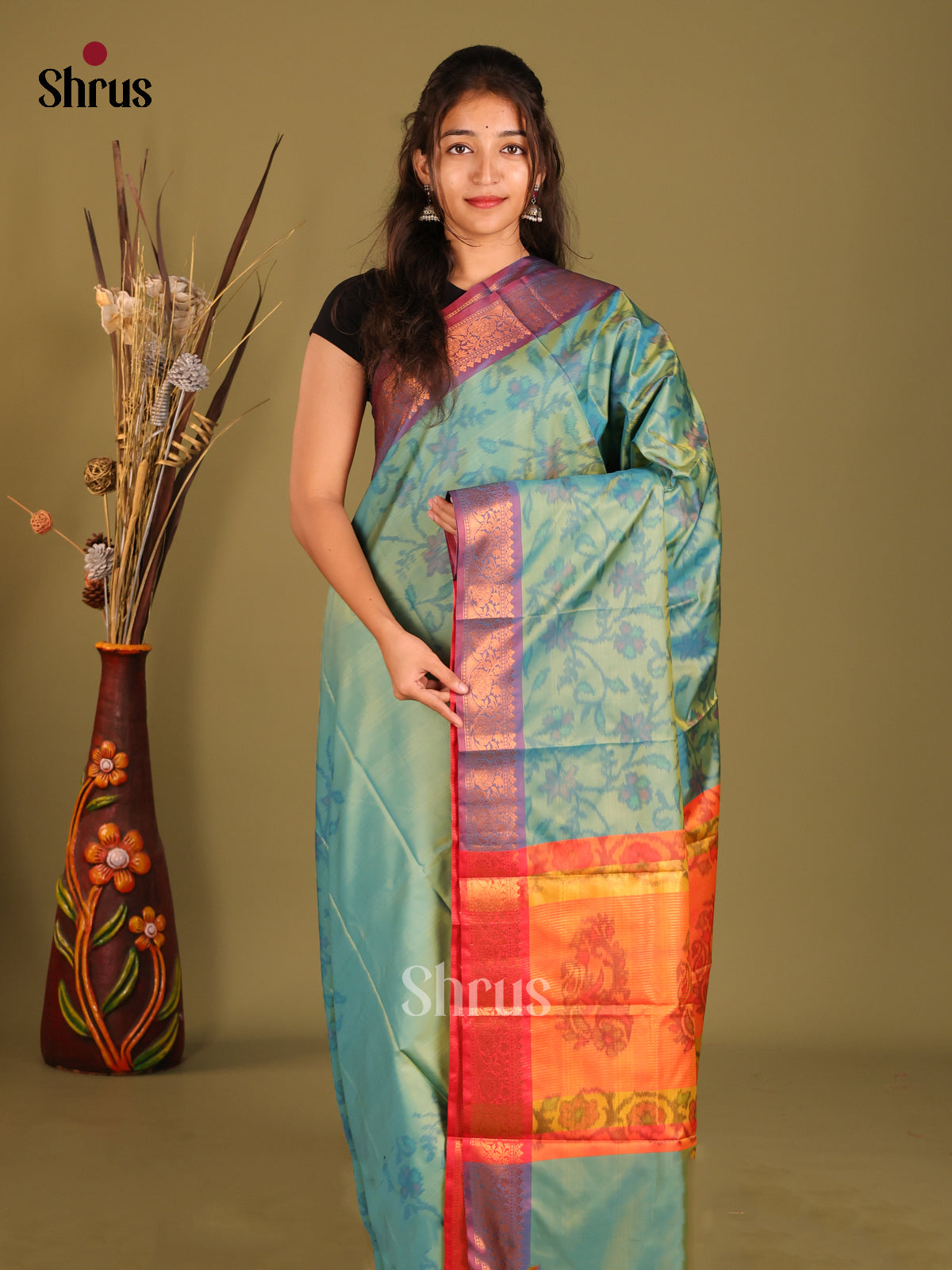 Blue & Purple - Semi Pochampally Saree