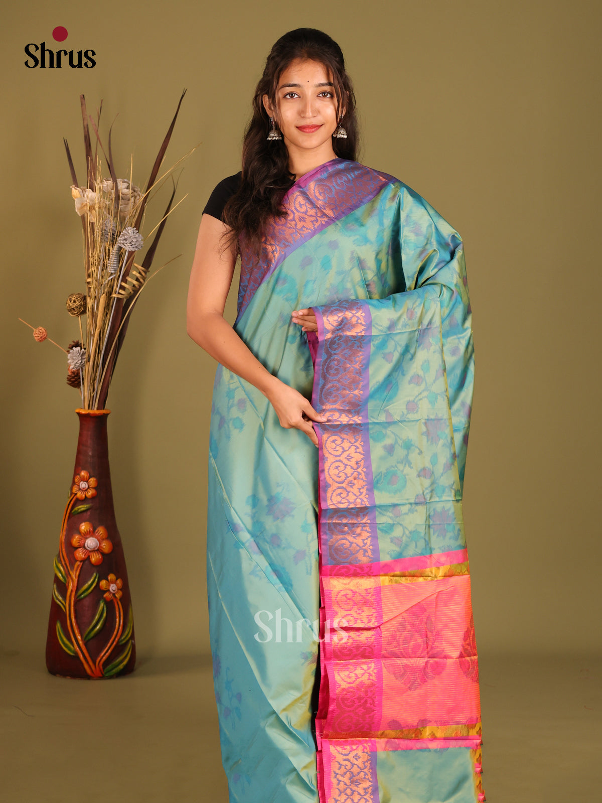 Blue & Purple - Semi Pochampally Saree