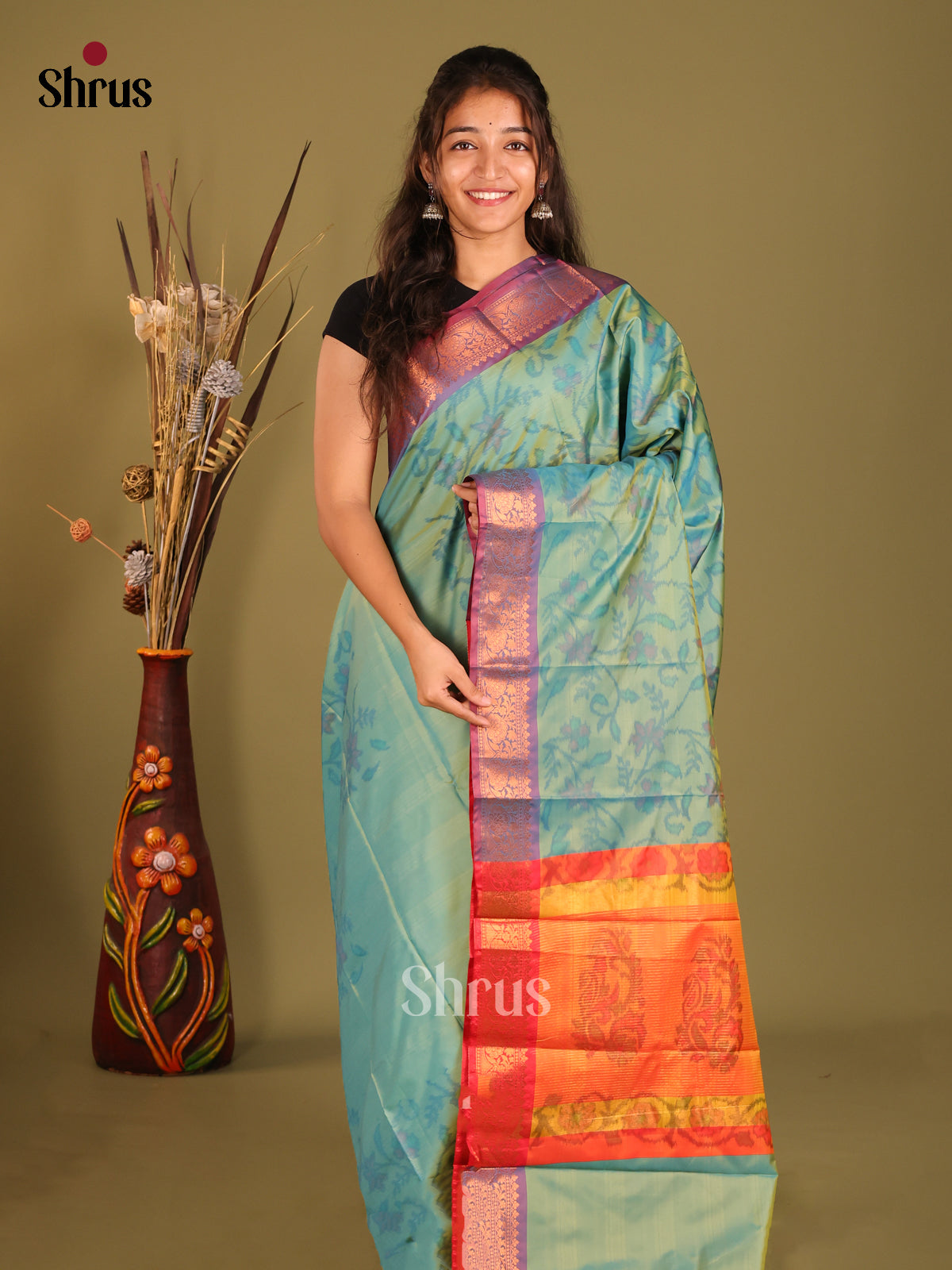 Blue & Purple- Semi Pochampally Saree