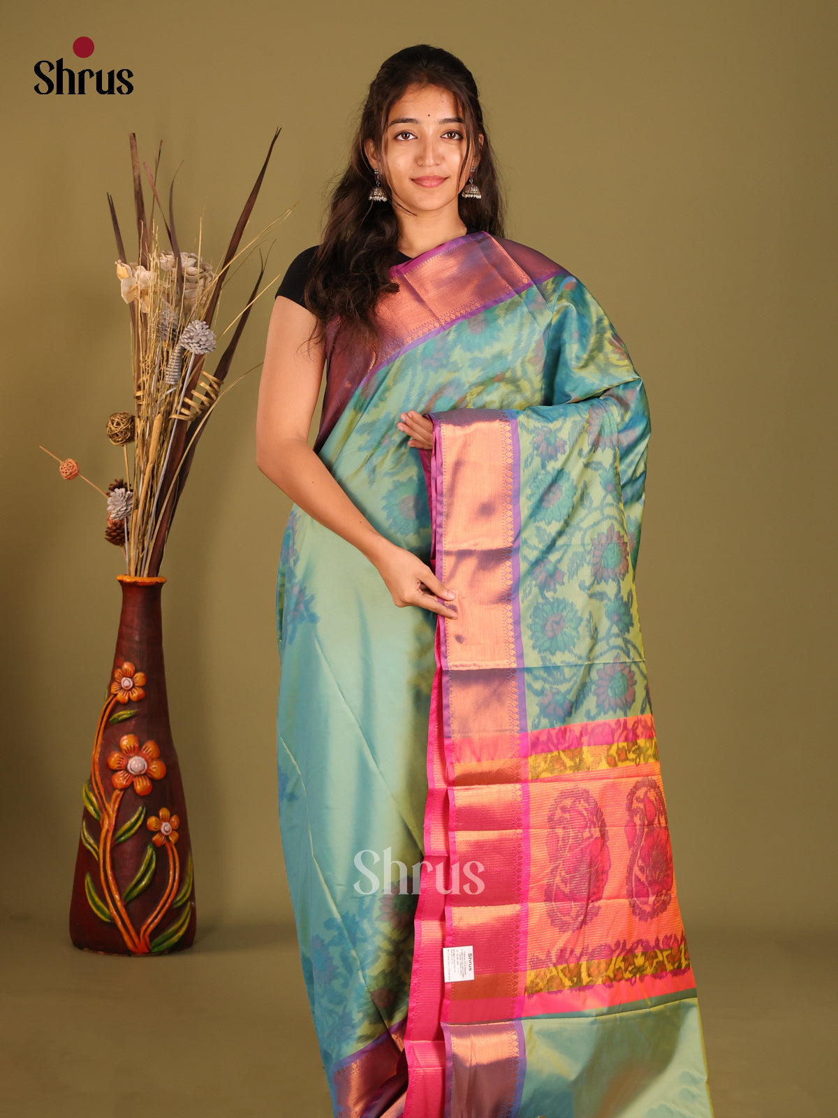 Blue & Purple - Semi Pochampally Saree