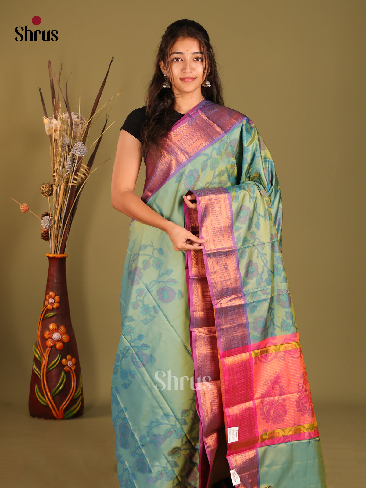 Blue & Purple - Semi Pochampally Saree