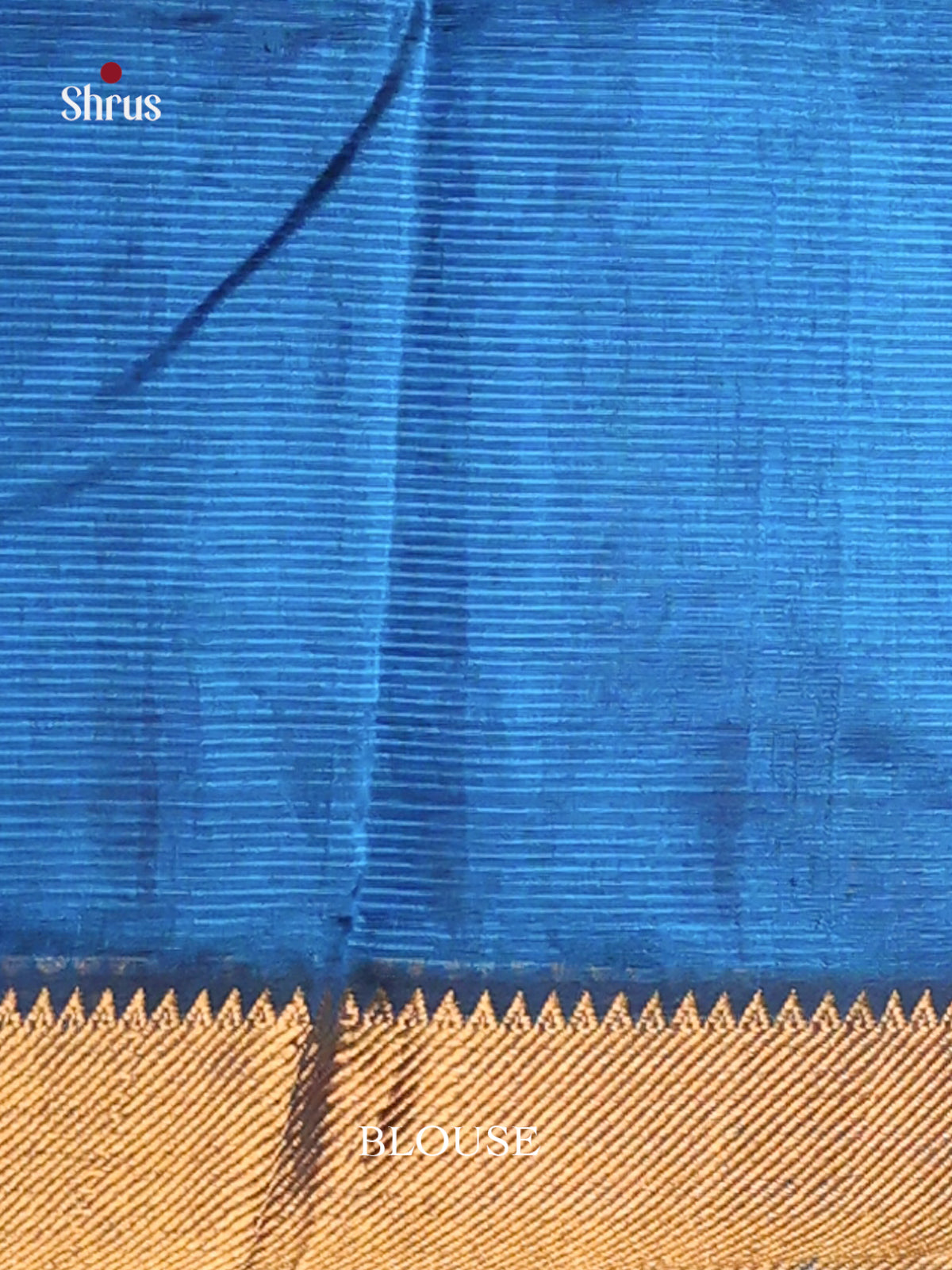 Blue single tone Mangalagiri silkcotton Saree with gold zari border