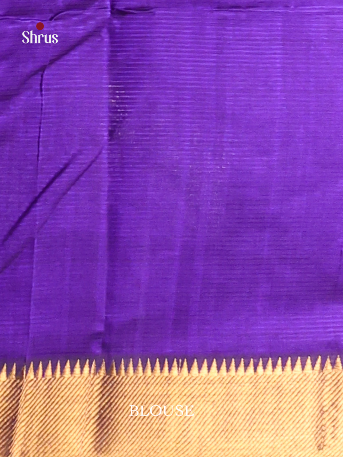 Violet Singletone Mangalagiri silkcotton Saree with gold zari border - Shop on Shrus.com