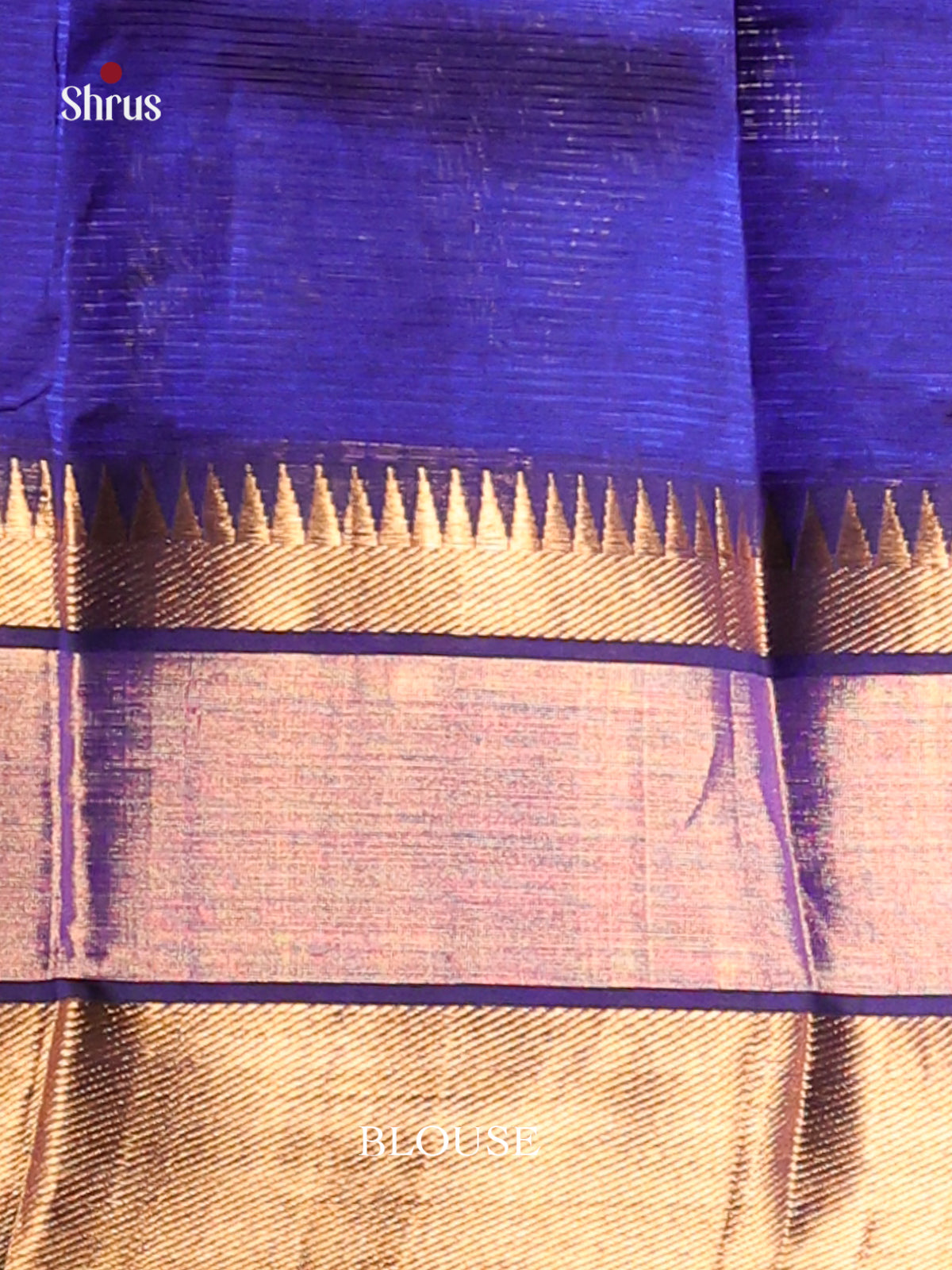Blue single tone Mangalagiri silkcotton Saree with gold zari border