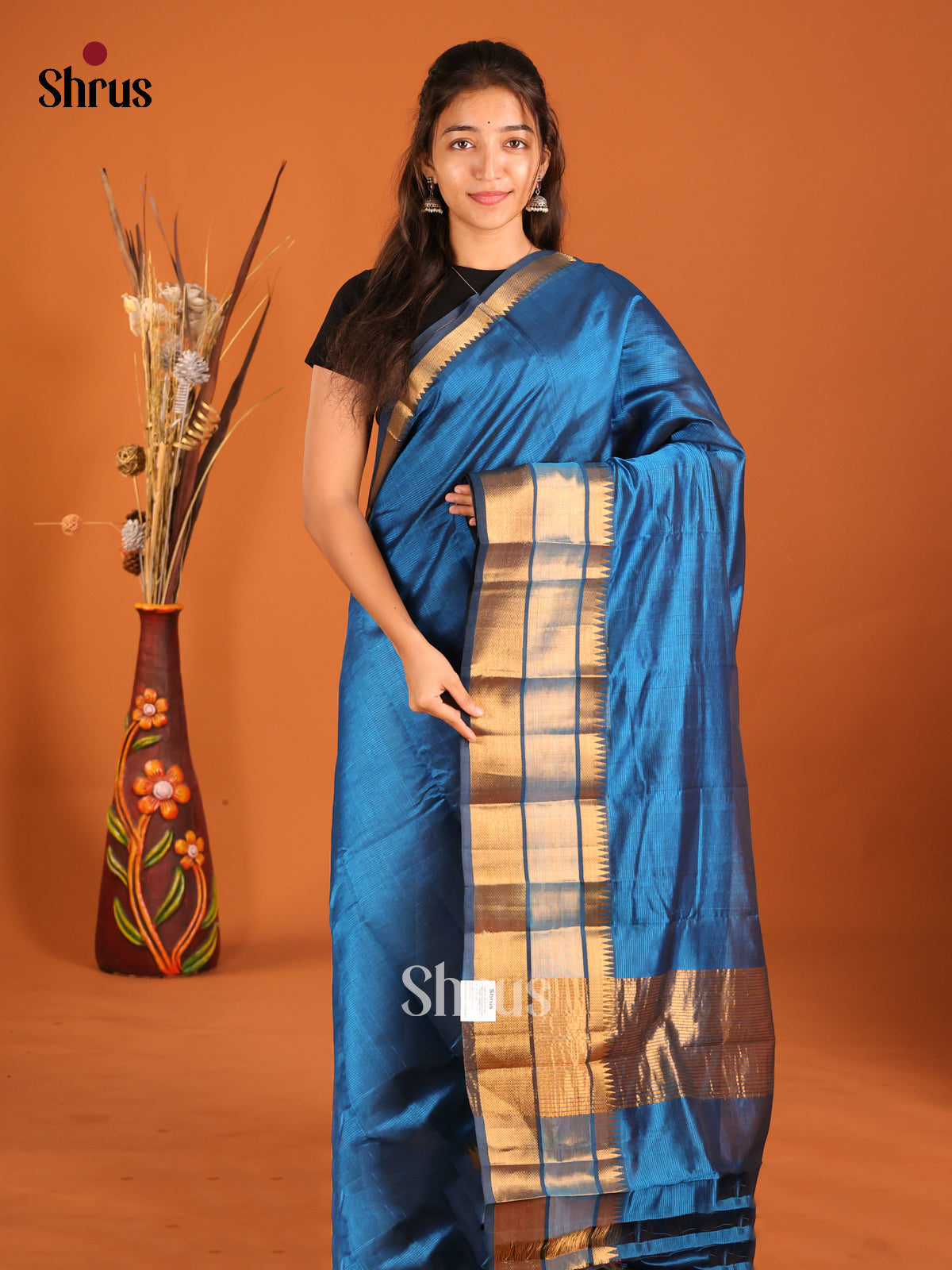 DHS05738 - Mangalagiri silkcotton Saree - Shop on Shrus.com