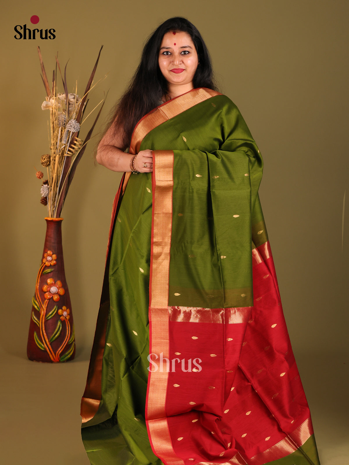 DHS06007 - Maheshwari silkcotton Saree - Shop on Shrus.com