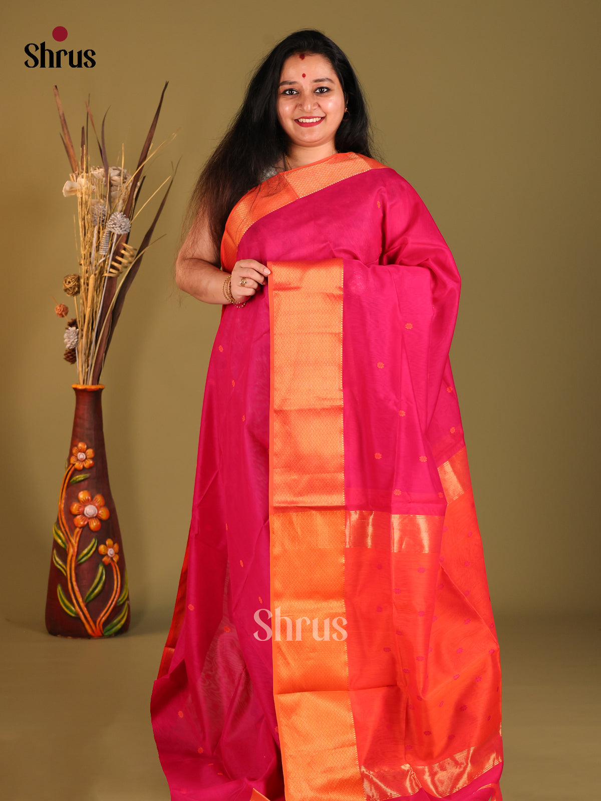 DHS06009 - Maheshwari silkcotton Saree - Shop on Shrus.com