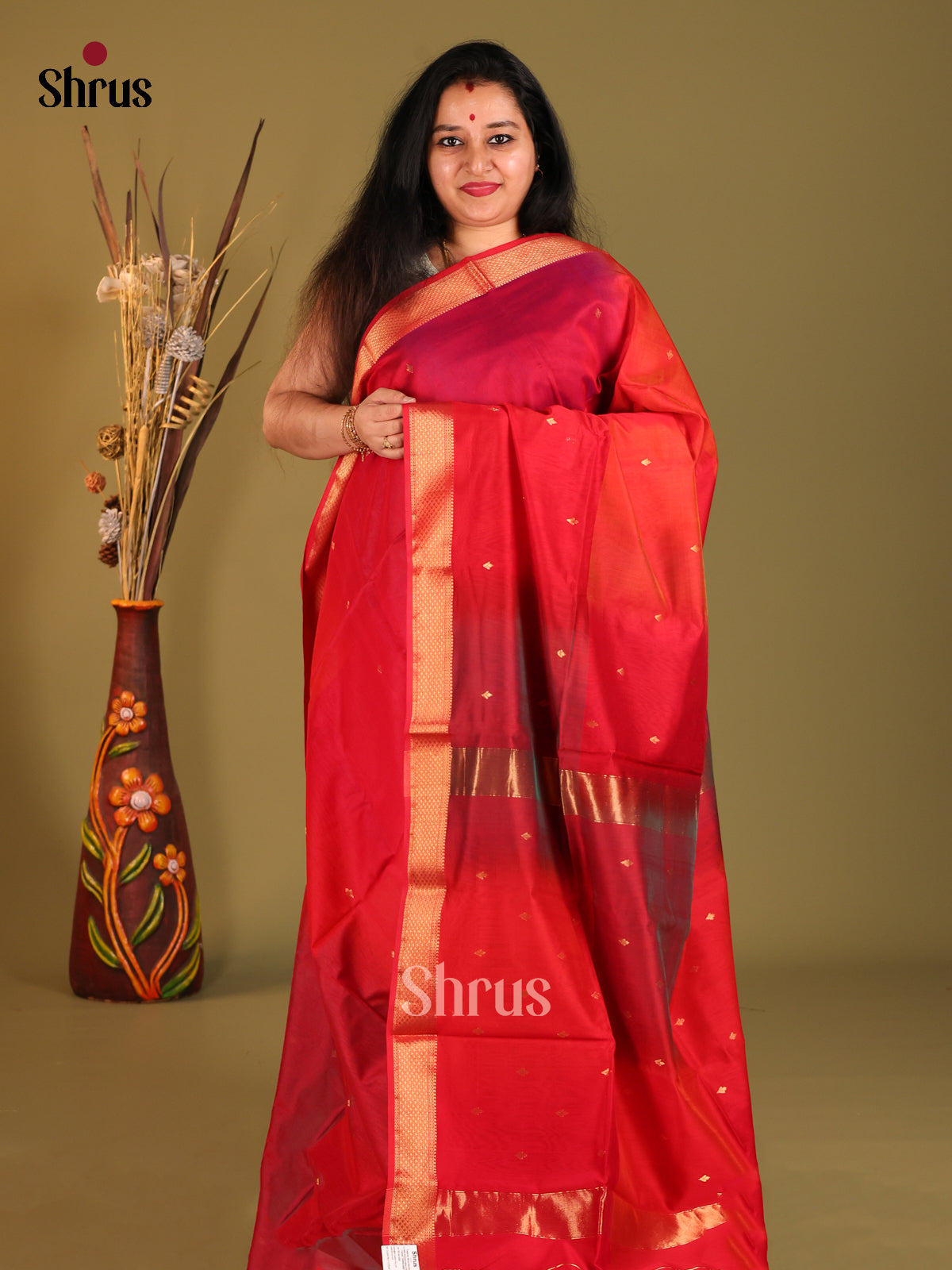 DHS06027 - Maheshwari silkcotton Saree - Shop on Shrus.com