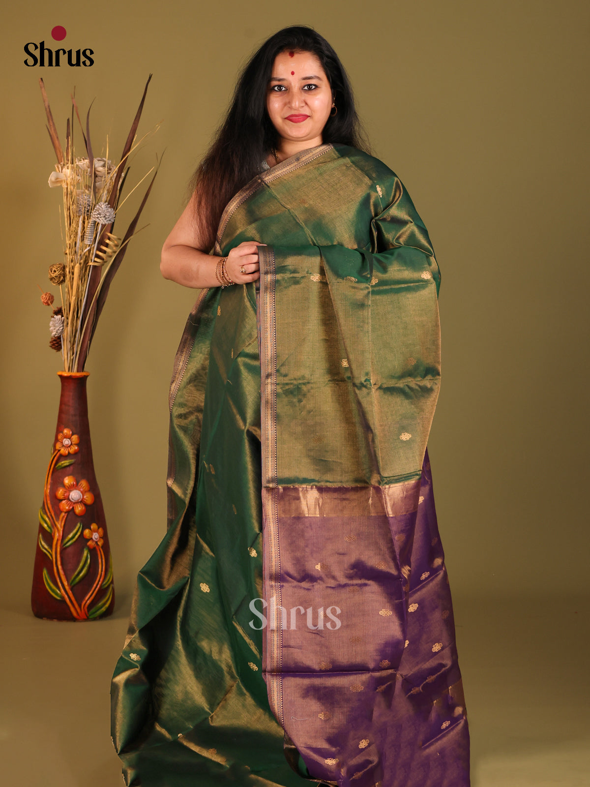 DHS06089 - Maheshwari silkcotton Saree - Shop on Shrus.com