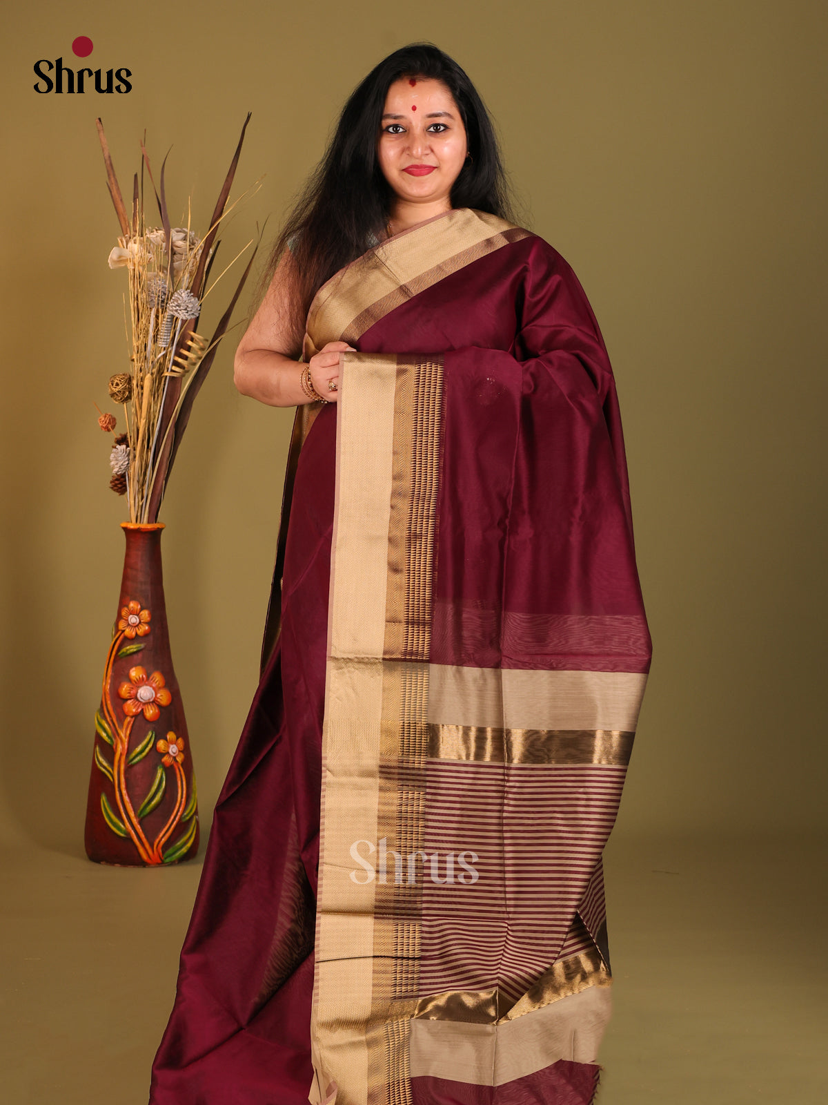 DHS06099 - Maheshwari silkcotton Saree - Shop on Shrus.com