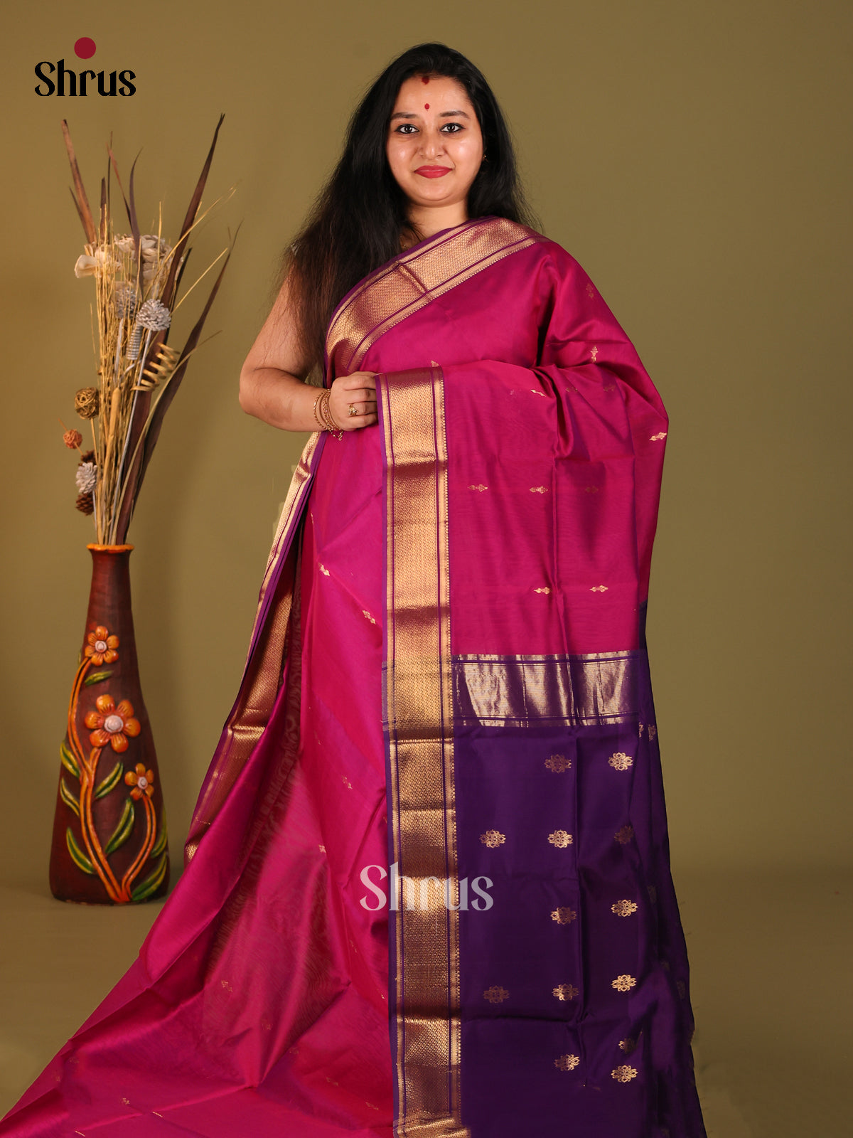 DHS06106 - Maheshwari silkcotton Saree - Shop on Shrus.com