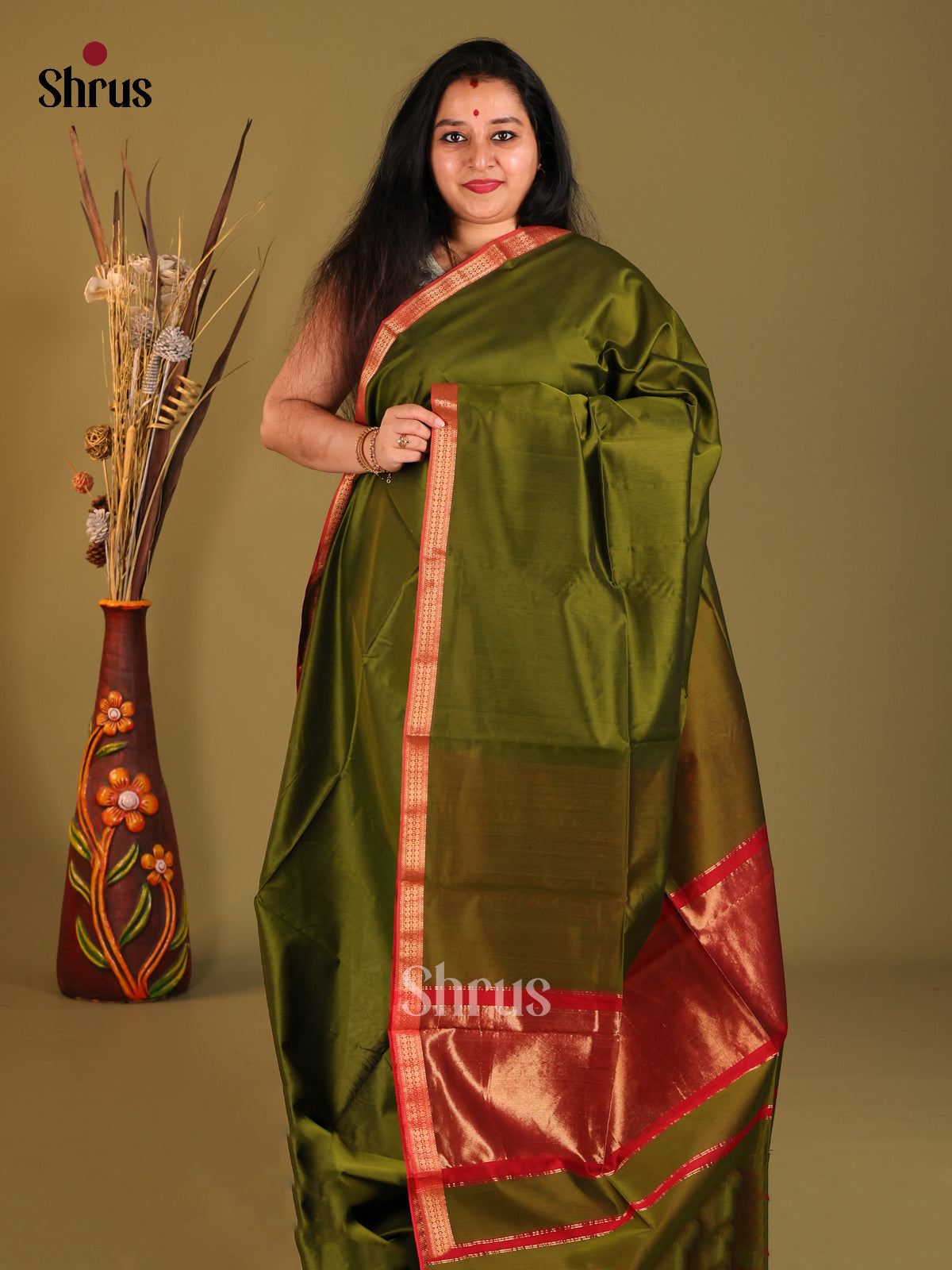 DHS06124 - Maheshwari silkcotton Saree - Shop on Shrus.com