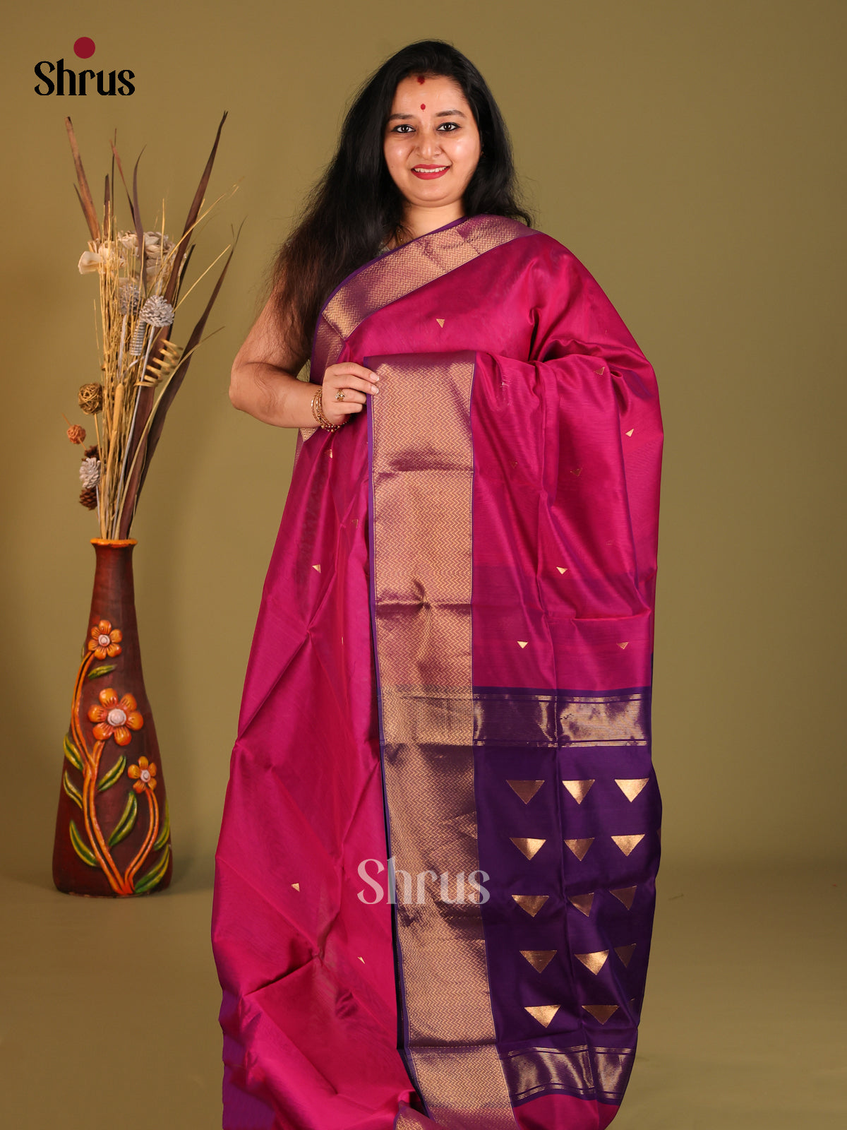 DHS06361 - Maheshwari silkcotton Saree - Shop on Shrus.com