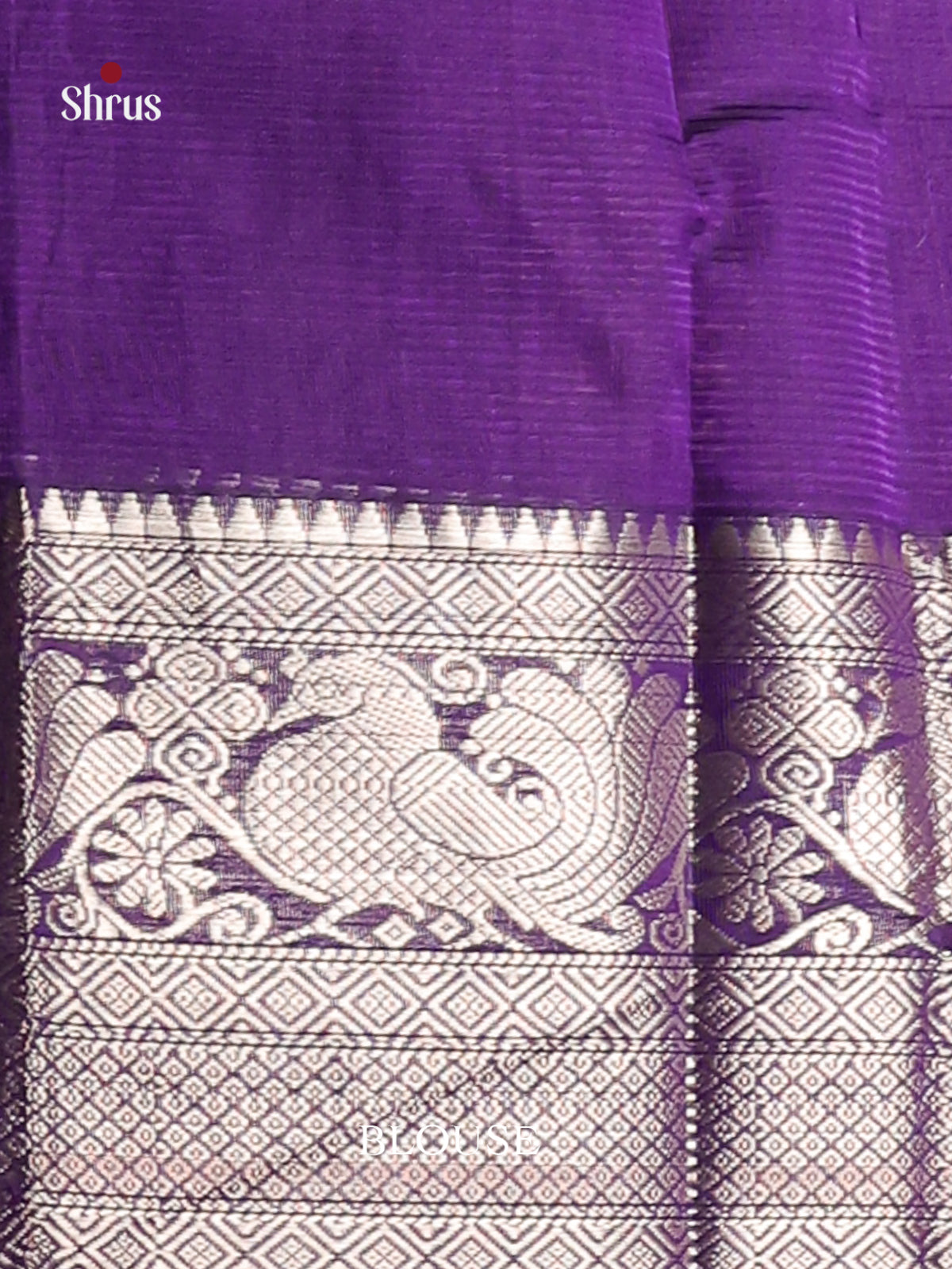 Violet Single Tone Mangalagiri silkcotton Saree with rich zari border - Shop on Shrus.com