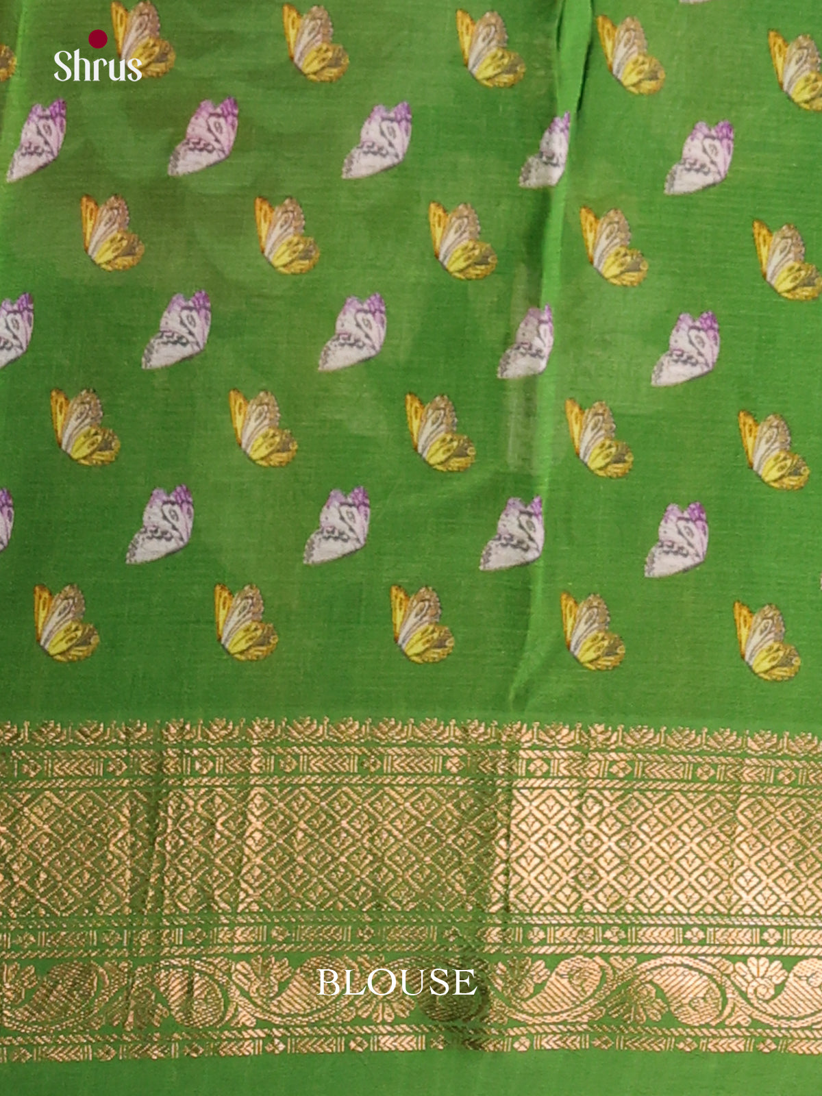 Mustard & Green - Mangalagiri printed silkcotton Saree - Shop on Shrus.com