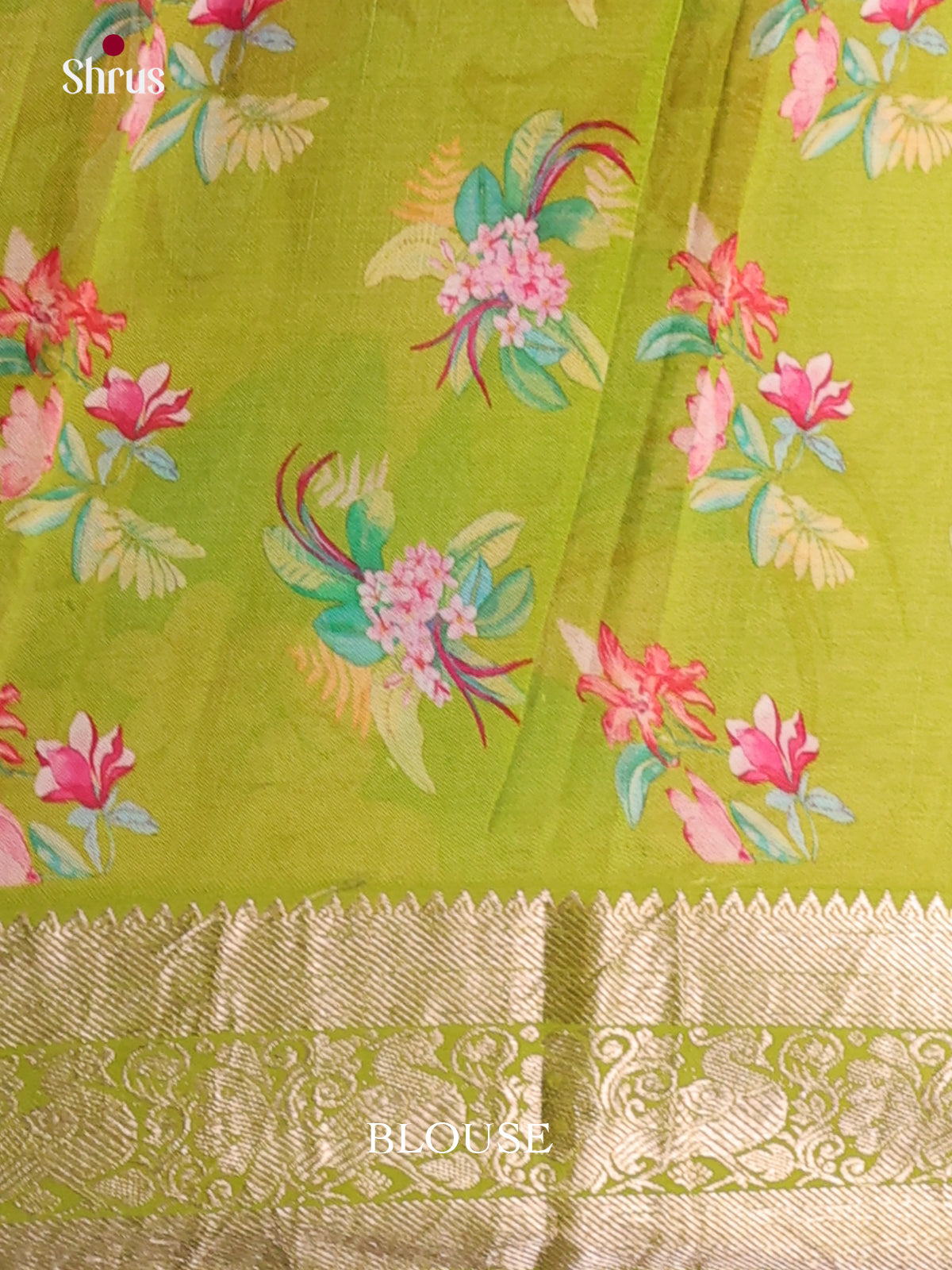 Pink & Green - Mangalagiri printed silkcotton Saree - Shop on Shrus.com