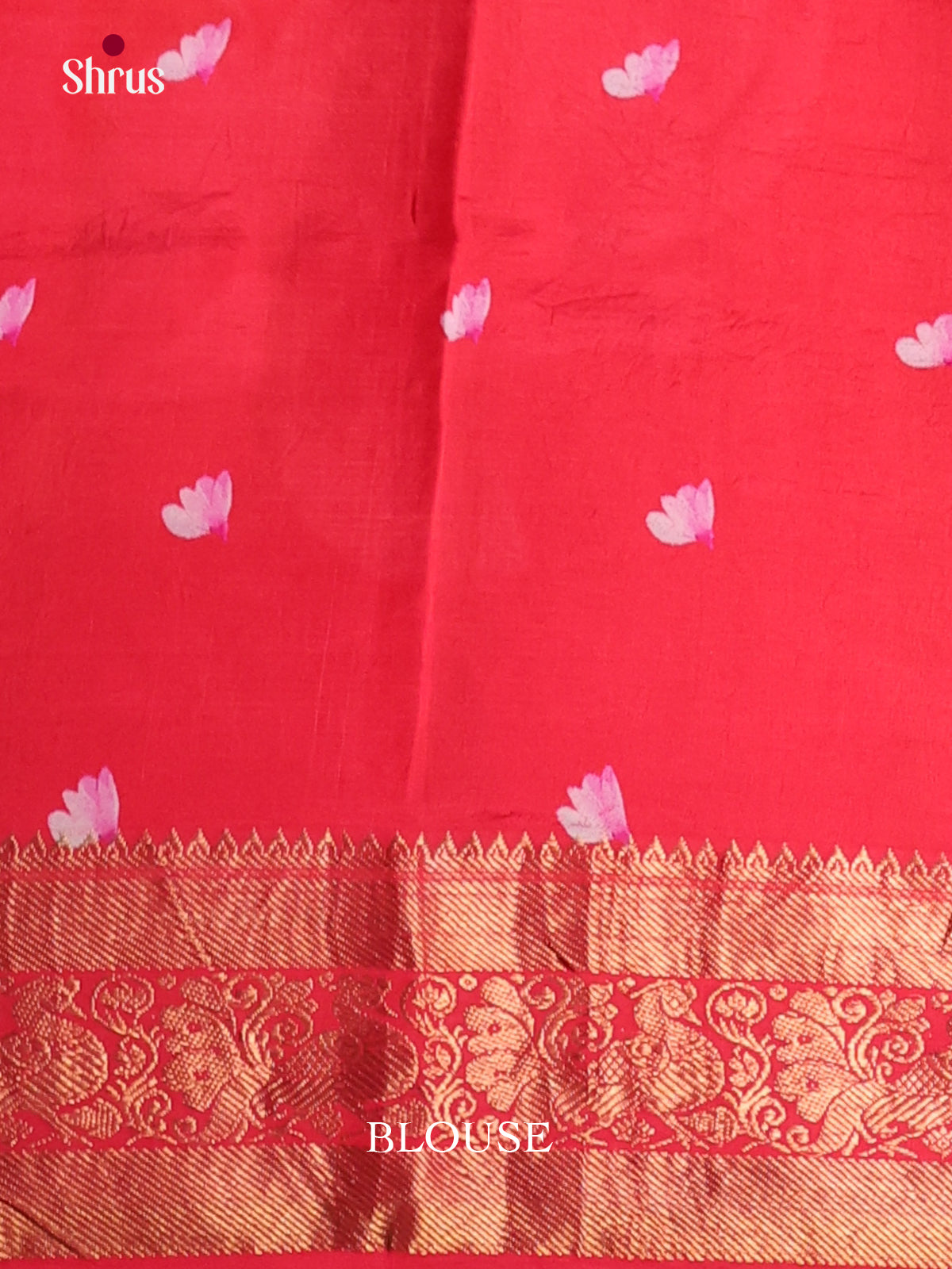 Pink & Red - Mangalagiri printed silkcotton Saree - Shop on Shrus.com