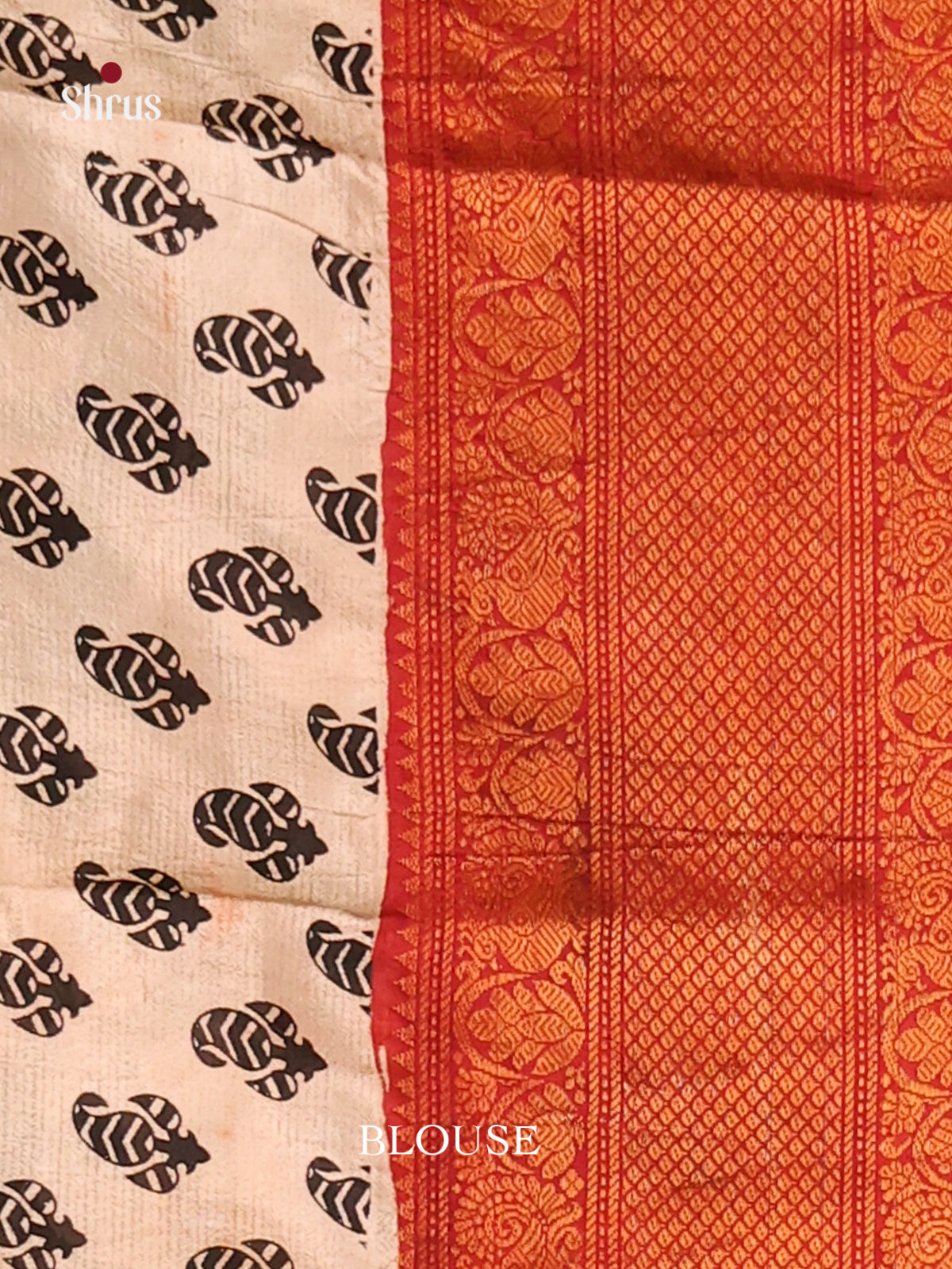 Cream & Red - Mangalagiri silkcotton Saree -2