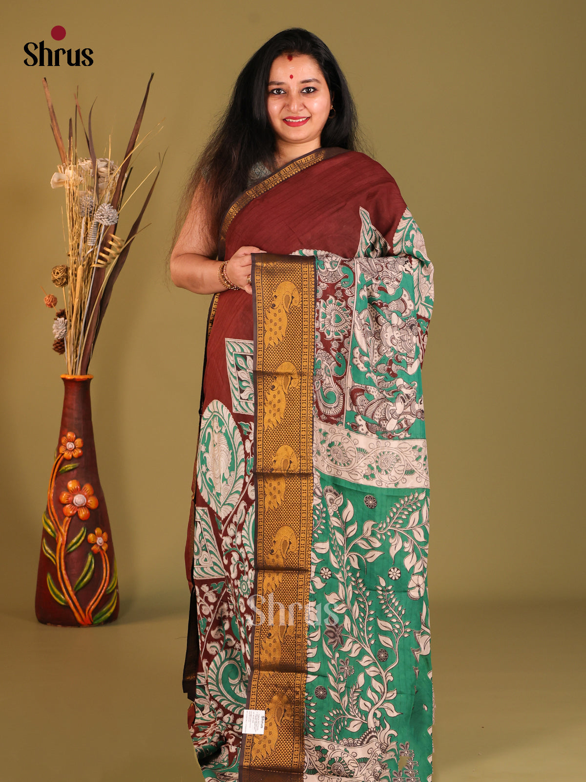 Arakku Maroon & Cream - Mangalagiri silkcotton Saree