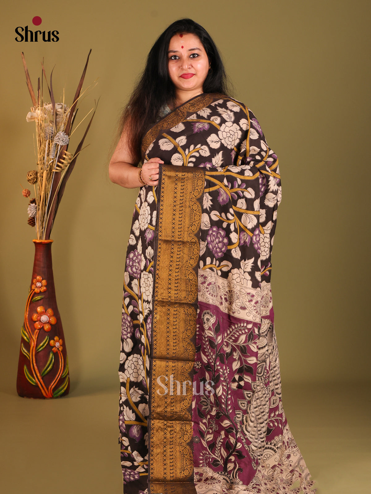 Black & Purple - Mangalagiri silkcotton Saree