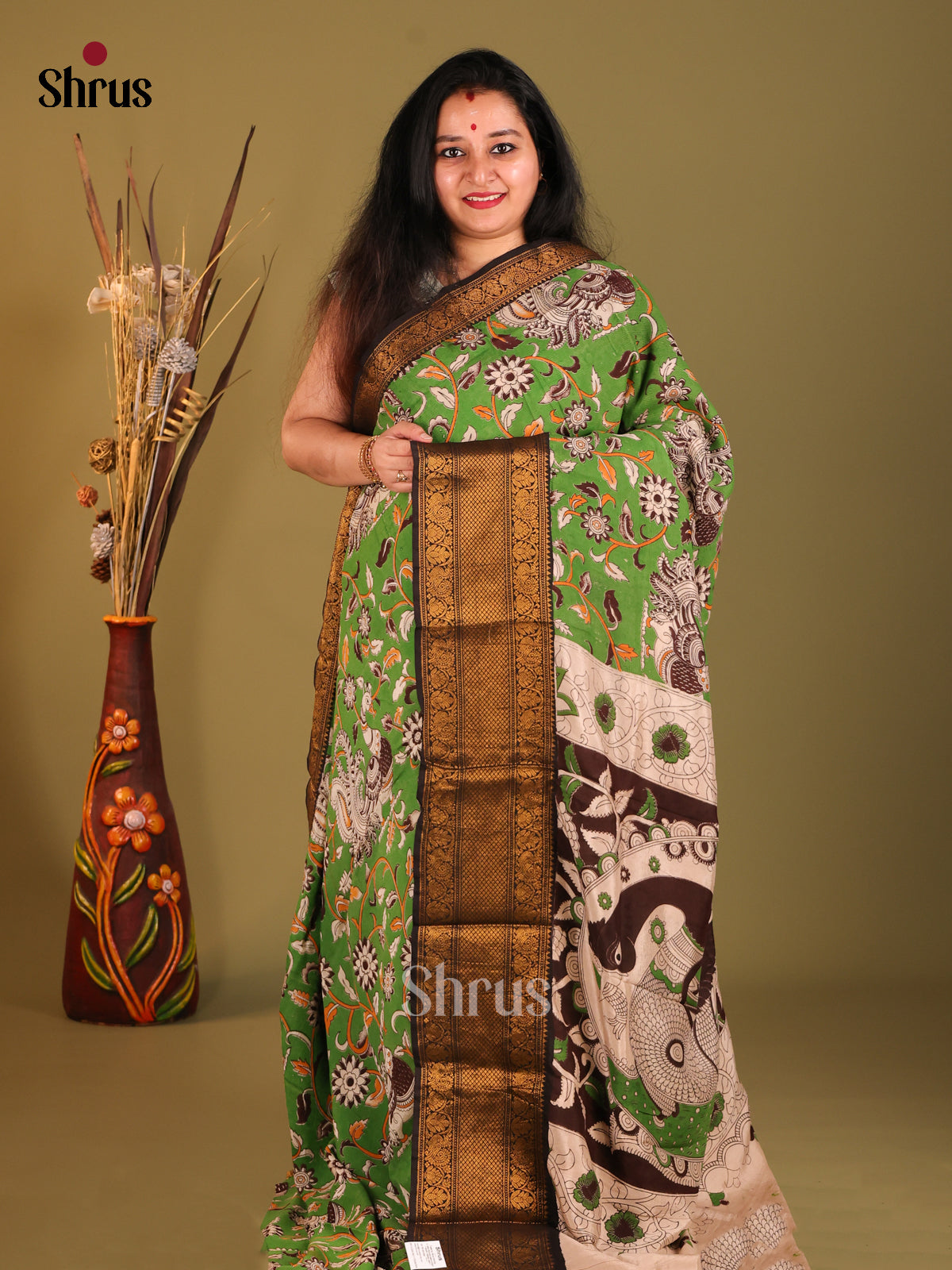 Green & Cream- Mangalagiri silkcotton Saree