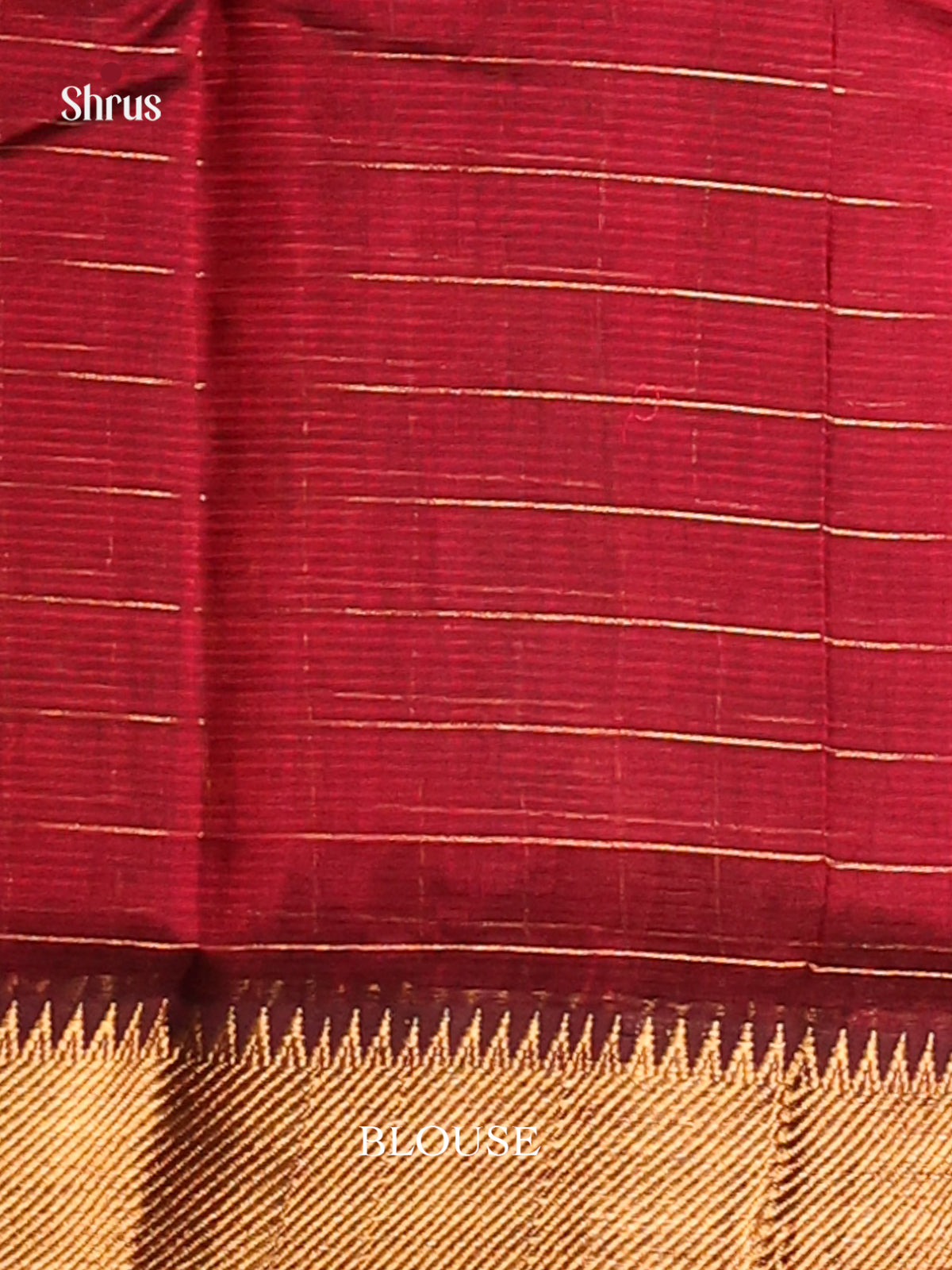 Maroon single tone Mangalagiri silkcotton Saree with zari checks - Shop on Shrus.com