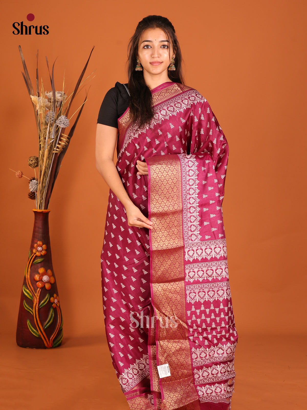 DHS06462 - Semi Crepe Saree - Shop on Shrus.com