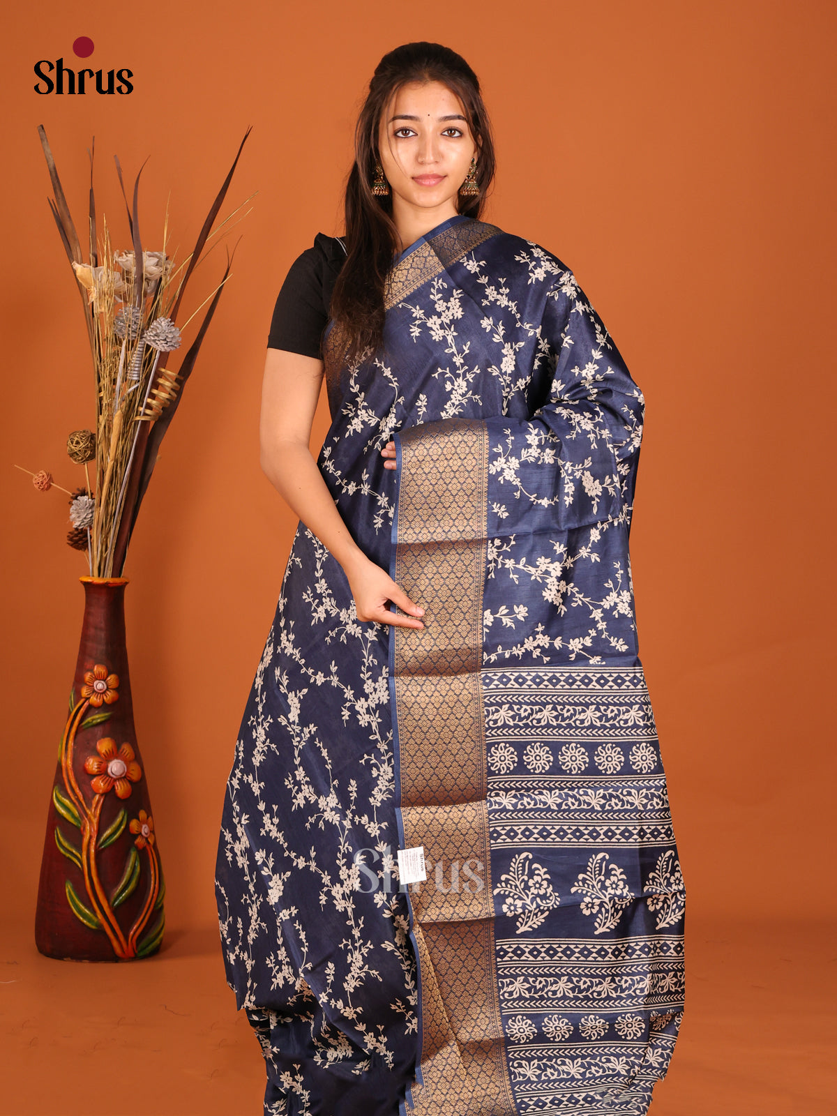 DHS07026 - Semi Crepe Saree - Shop on Shrus.com