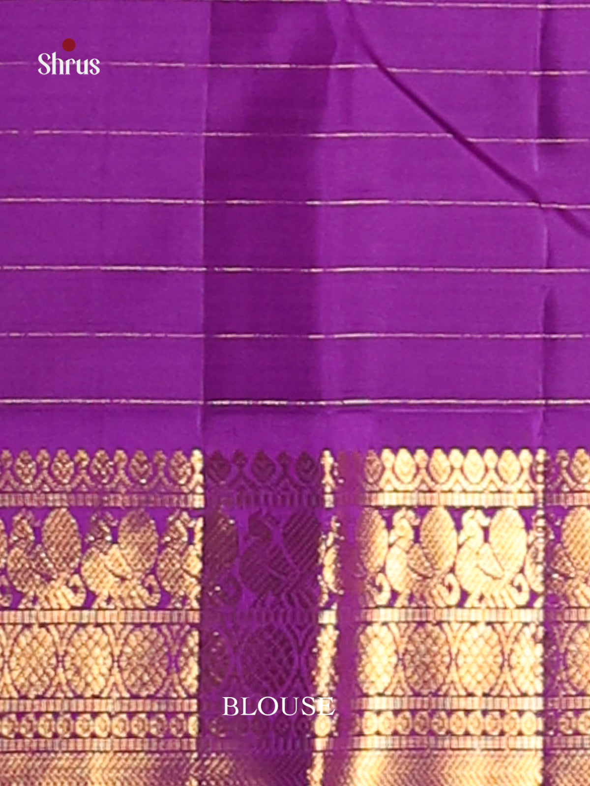 Chic Korvai Peach Kanchipuram Silk Saree with zari checks & Purple Zari Border 2