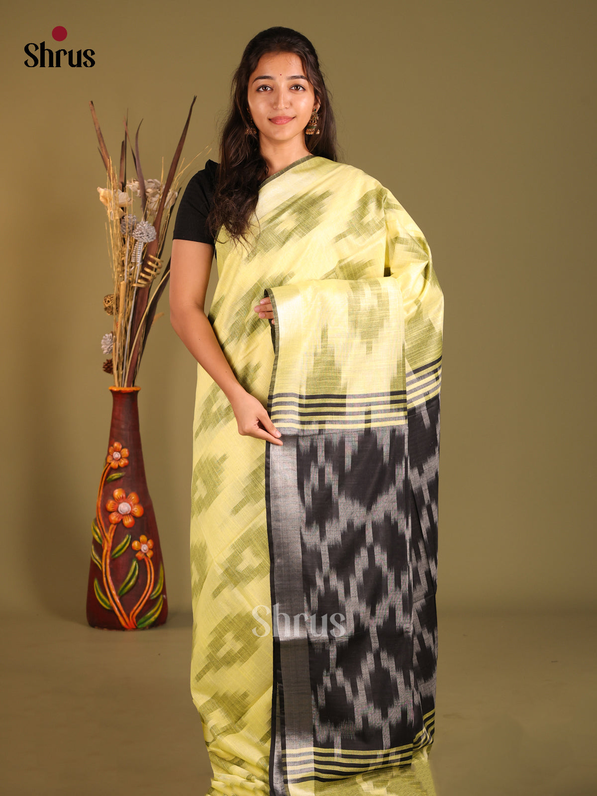 DHS08077 - Semi Ikkat Saree - Shop on Shrus.com