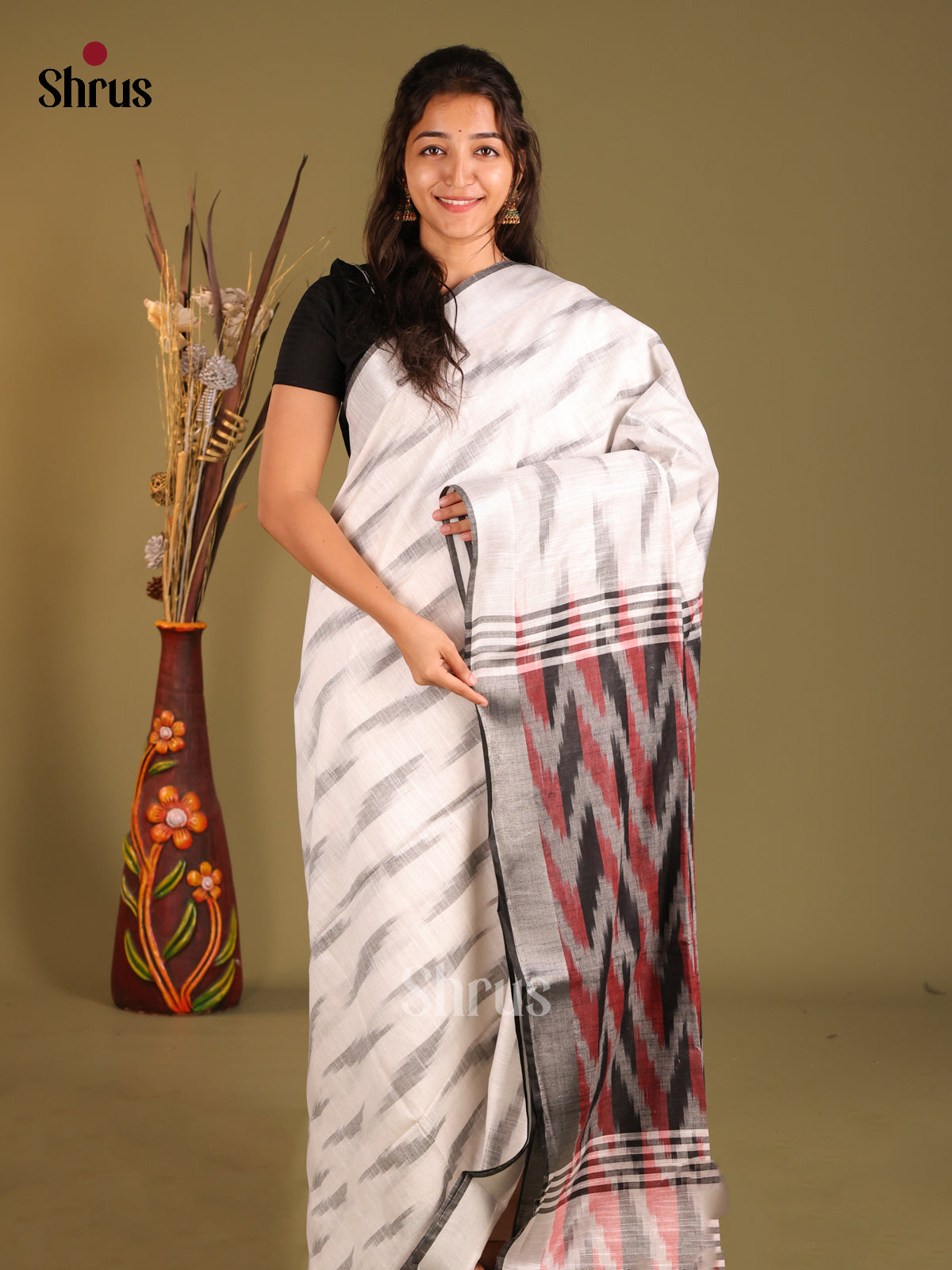DHS08175 - Semi Ikkat Saree - Shop on Shrus.com