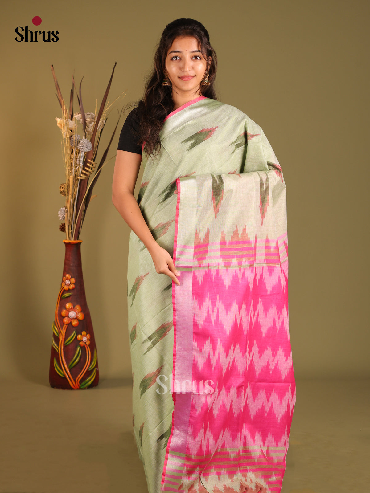 DHS08197 - Semi Ikkat Saree - Shop on Shrus.com