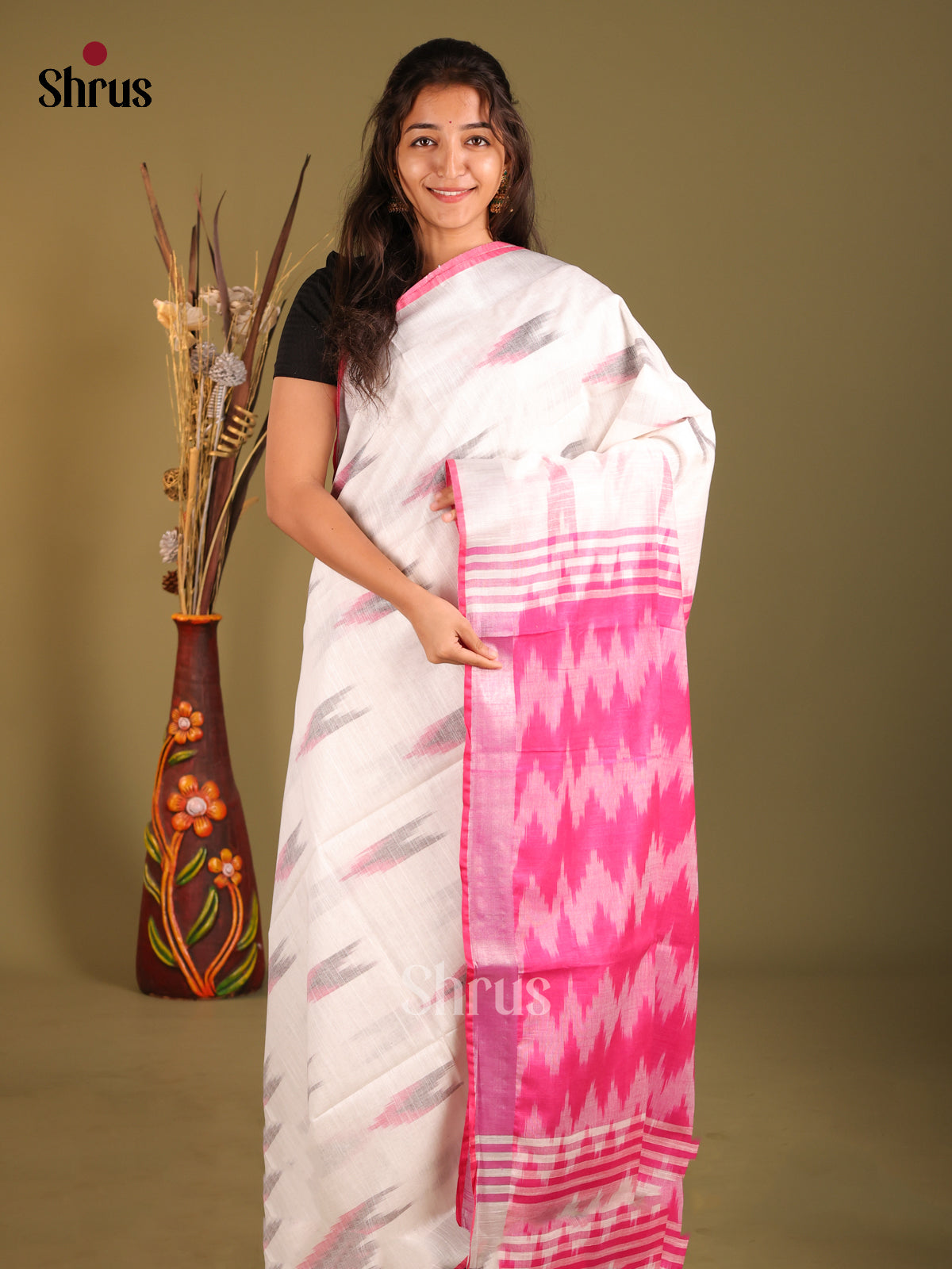 DHS08207 - Semi Ikkat Saree - Shop on Shrus.com