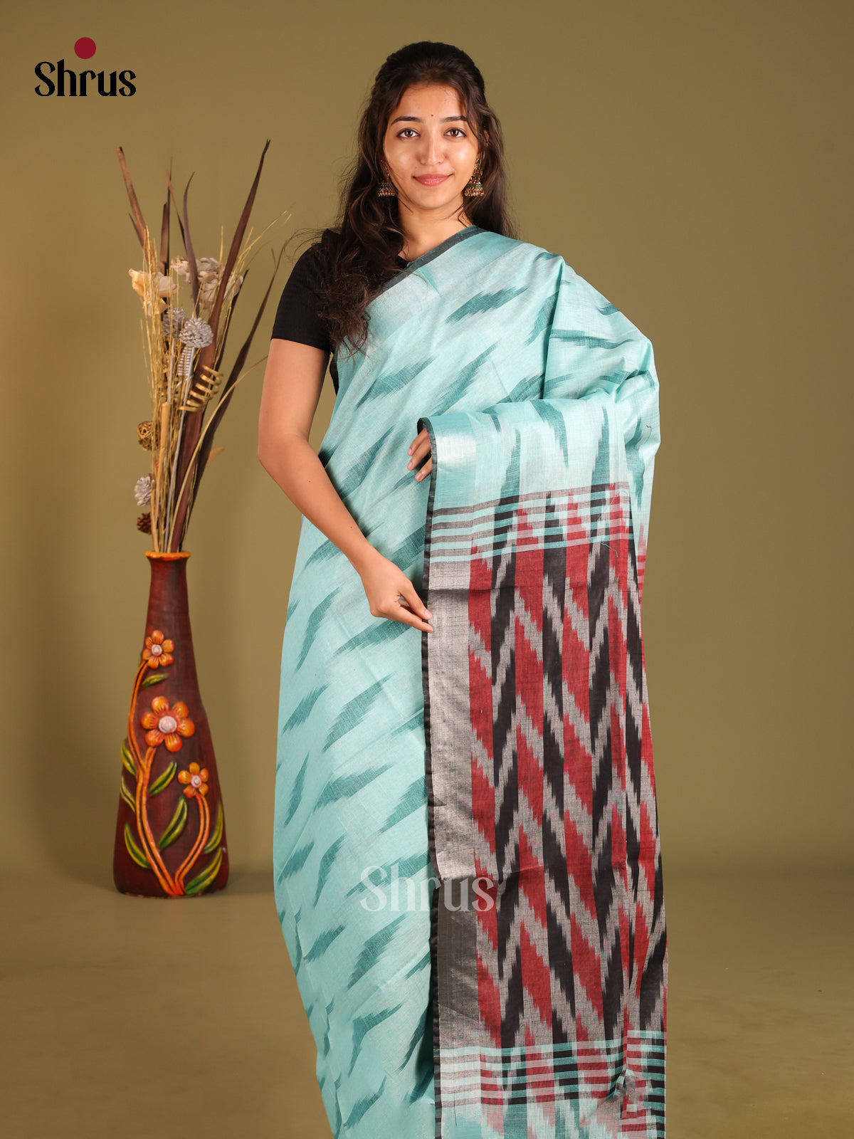 DHS08213 - Semi Ikkat Saree - Shop on Shrus.com