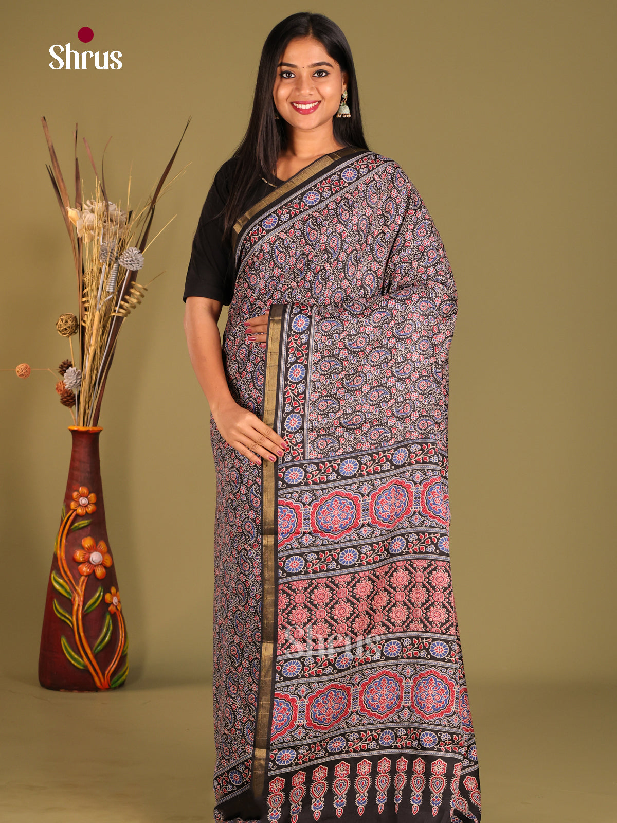 Black - Art Modal Saree - Shop on Shrus.com