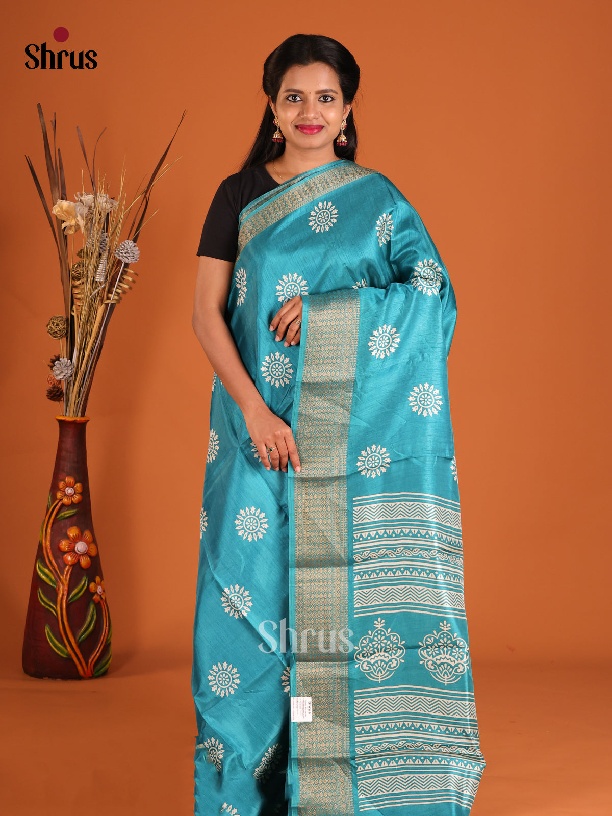 Blue - Semi Crepe Saree