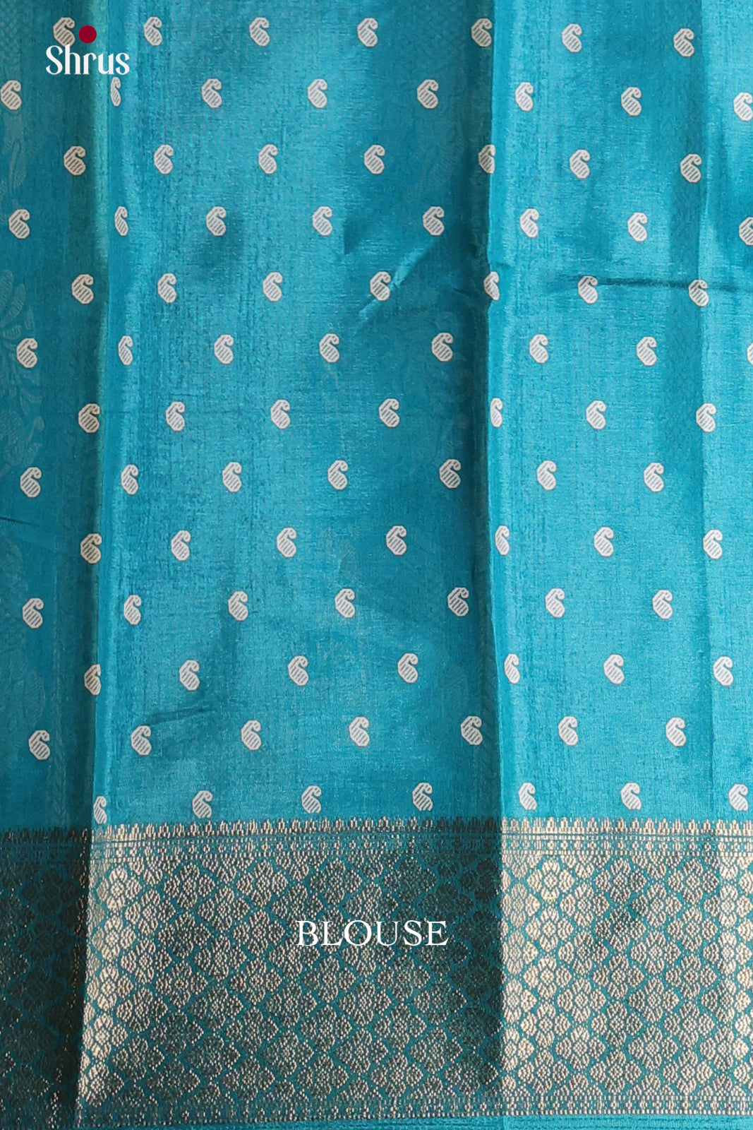 Teal - Semi Crepe Saree - Shop on Shrus.com