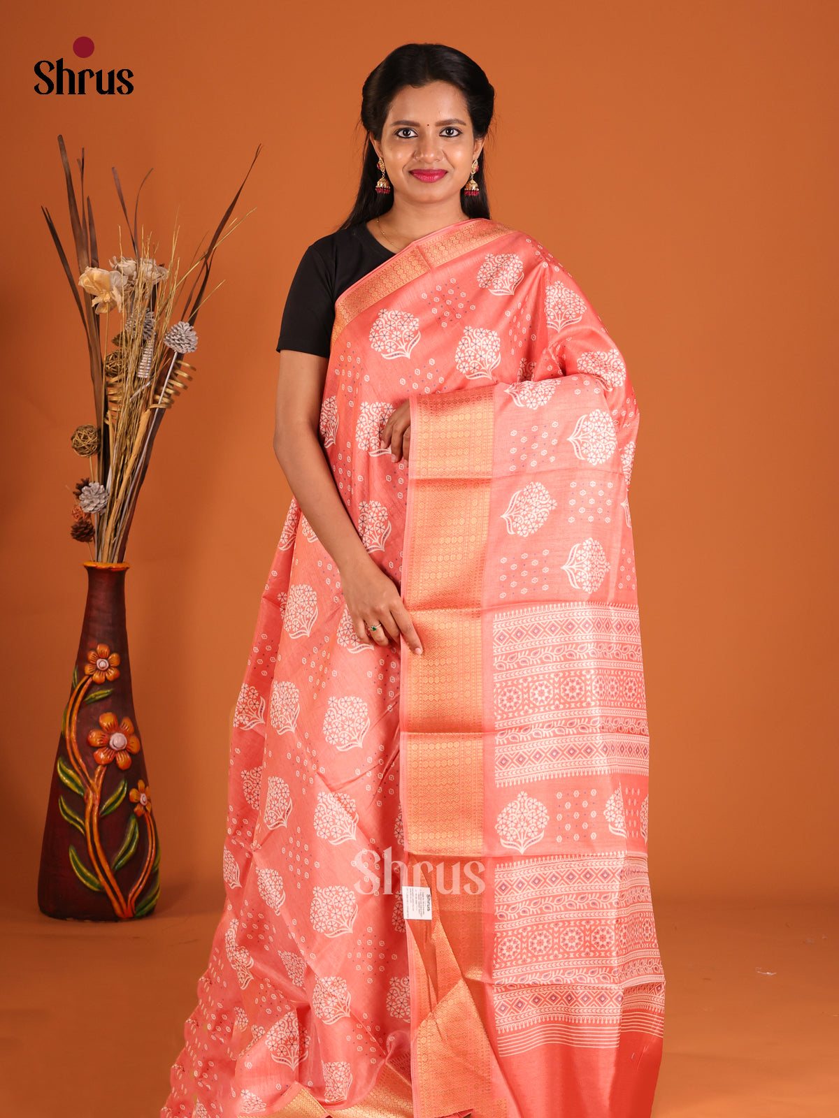 DHS09250 - Semi Crepe Saree - Shop on Shrus.com