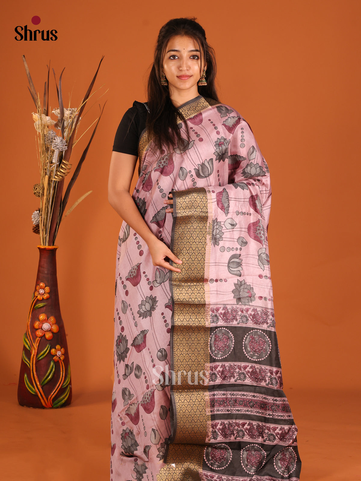 DHS09287 - Semi Crepe Saree - Shop on Shrus.com