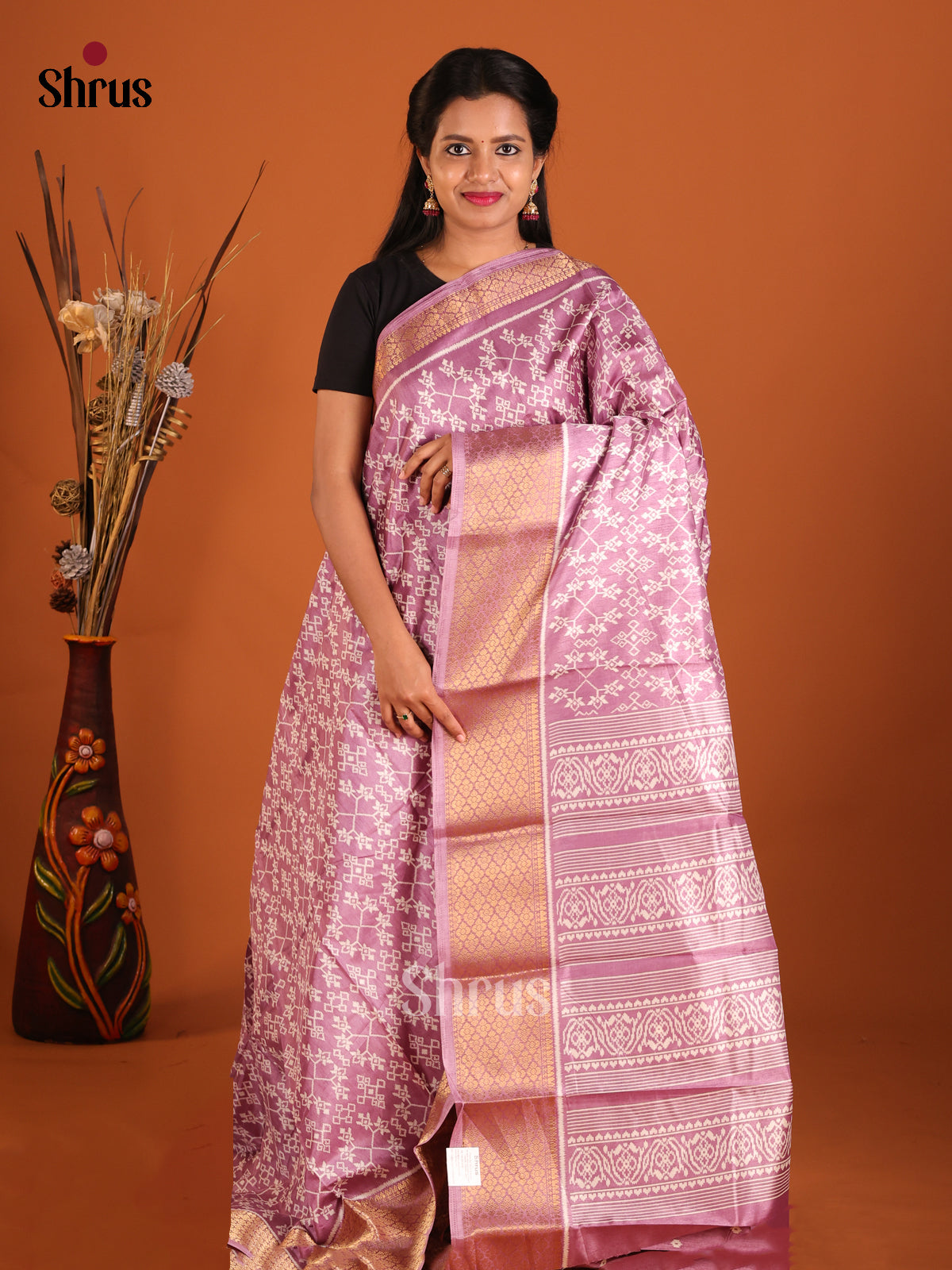 Lavender - Semi Crepe Saree - Shop on Shrus.com