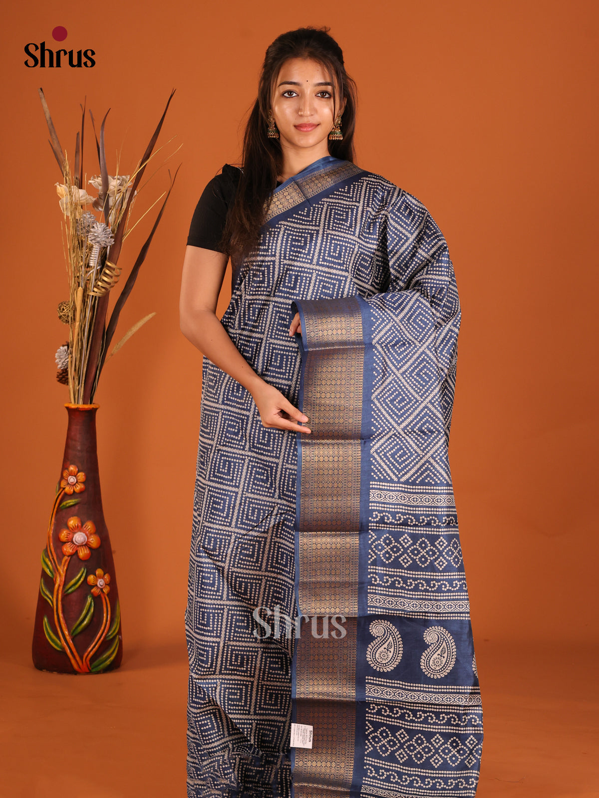 Blue- Semi Crepe Saree
