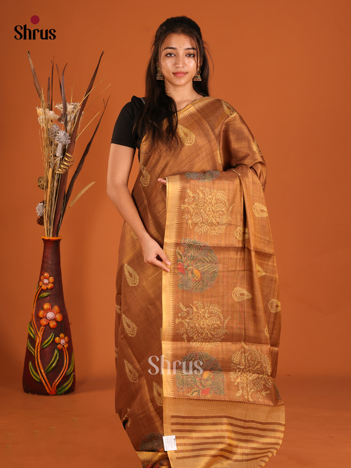 DHS10124 - Semi Tissue Print Saree