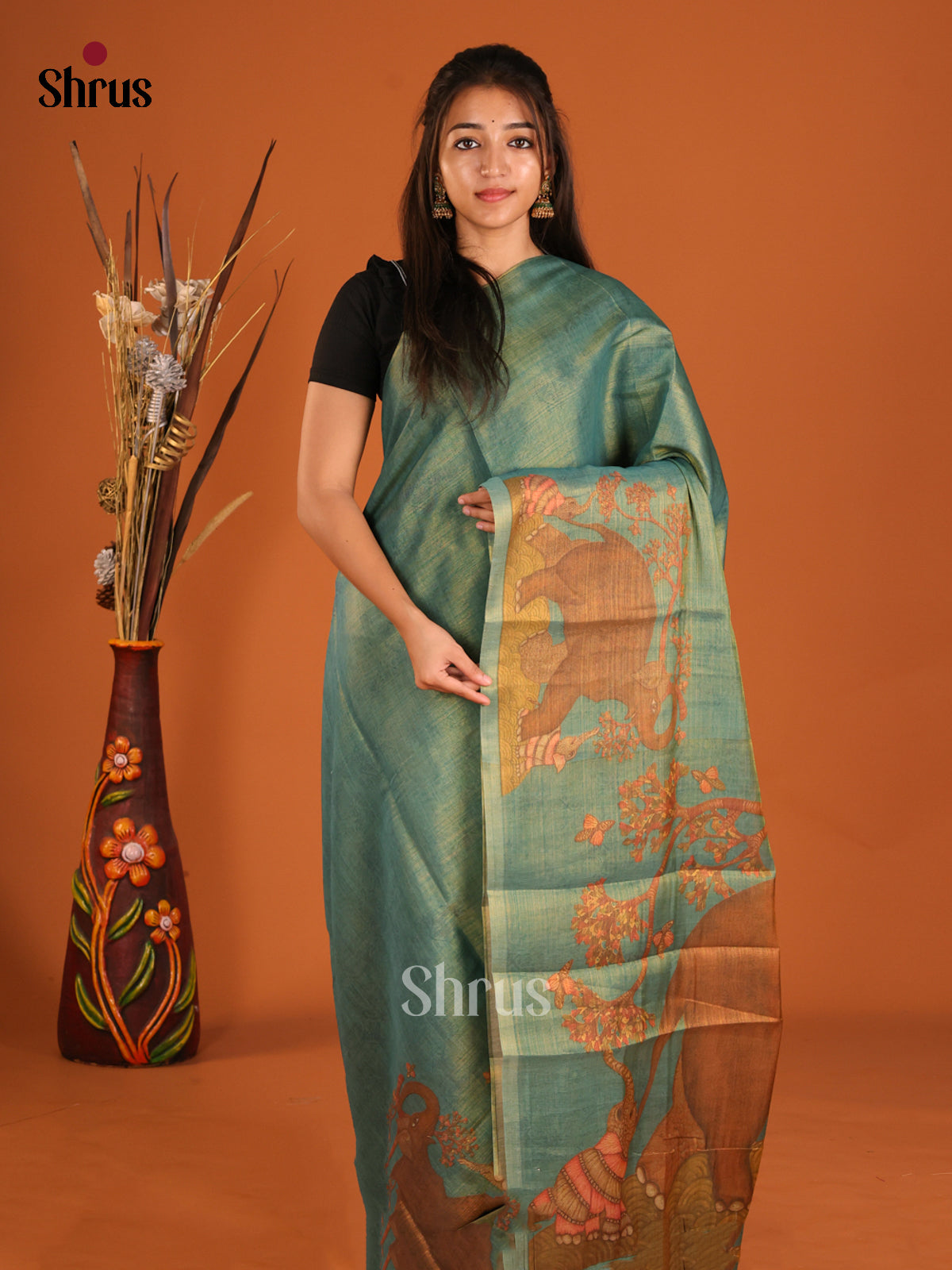 DHS10137 - Semi Tissue Print Saree